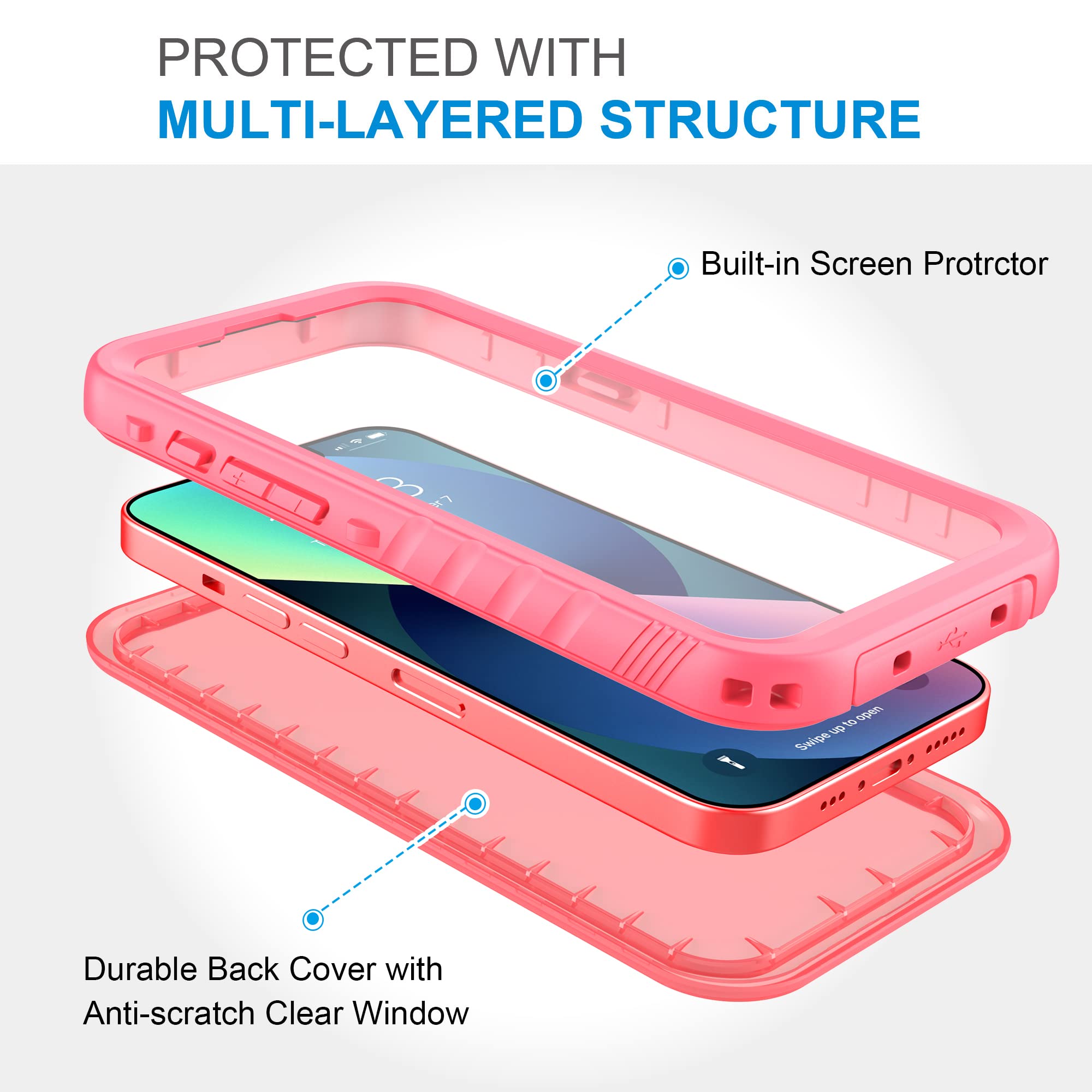 Sportlink For Iphone 13 Waterproof Case   Full Body Shockproof Dustproof Phone Screen Protector Rugged Waterproof Case For Iphon