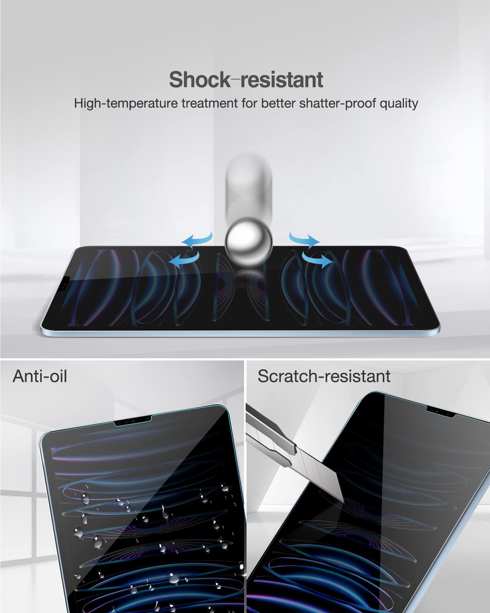 Procase Privacy Screen Protector For Ipad Pro 11 4Th 3Rd 2Nd 1St 2022 2021 2020 2018, Anti Spy Tempered Glass Film Guard  1 Pack