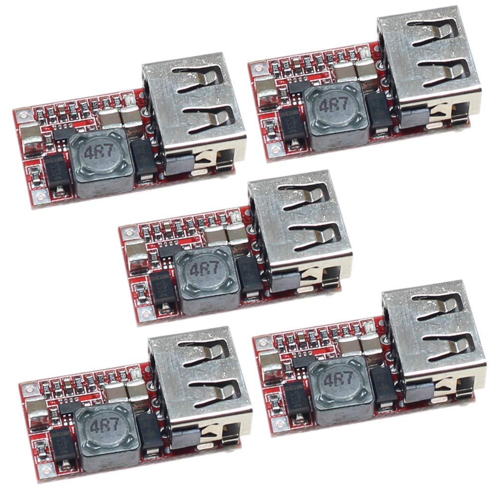 (5 Pack) 15W Usb 5V 3A Dc Buck Voltage Step Down Module 9V 12V 18V Input Synchronous Rectification 97.5% Efficiency
