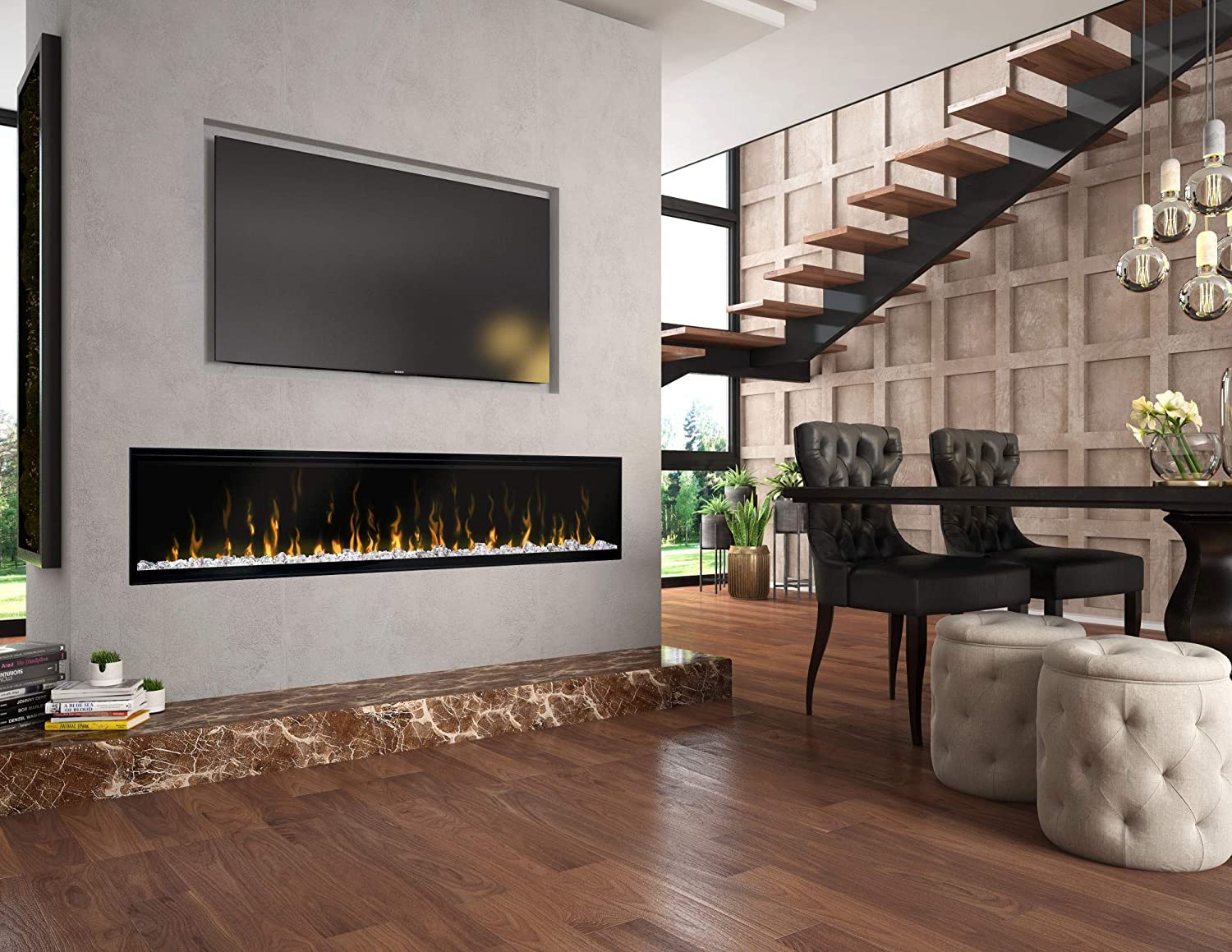 Dimplex Ignitexl 74' Built In Linear Electric Fireplace (Model: Xlf74), 8530/5118 Btu, 240/120 Volt, 2500/1500 Watt, Black