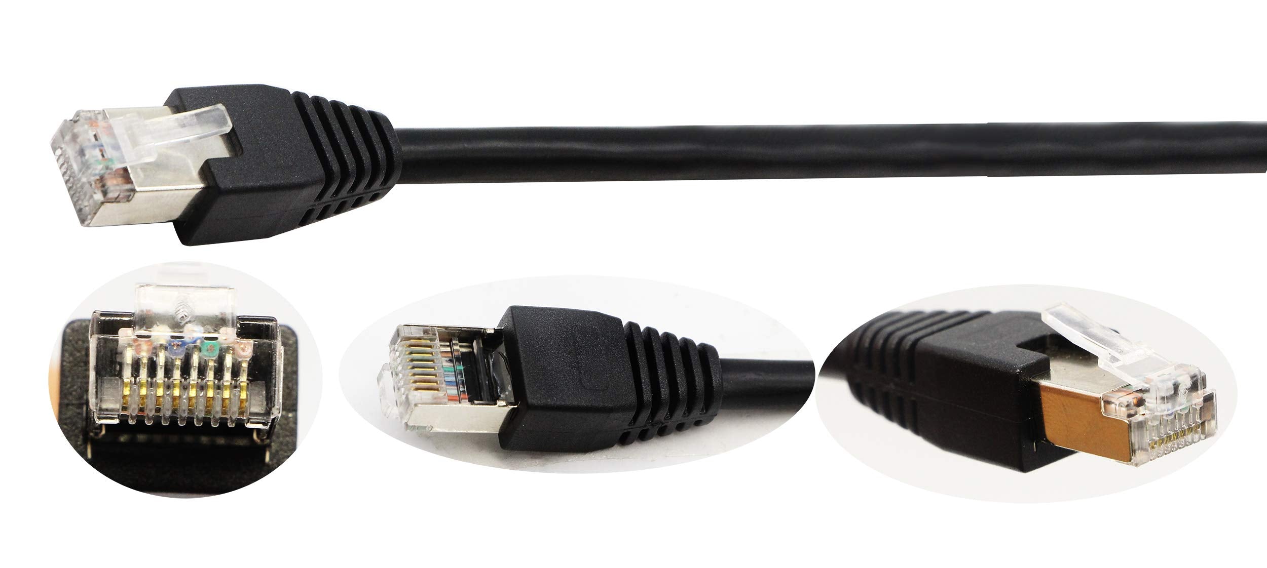 Zdycgtime 10Inch Cat6E Rj45 M/F Shielded Ethernet Network Screw Panel Mount Extension Cable (10Inch Rj45)