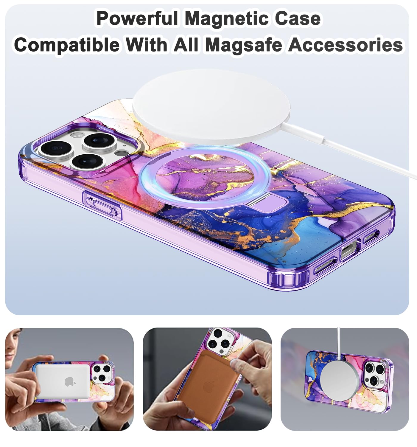 Lamcase For Iphone 15 Pro Max Case With Magnetic Invisible Ring Stand [Compatible With Magsafe], Full Body Rugged Slim Women Men