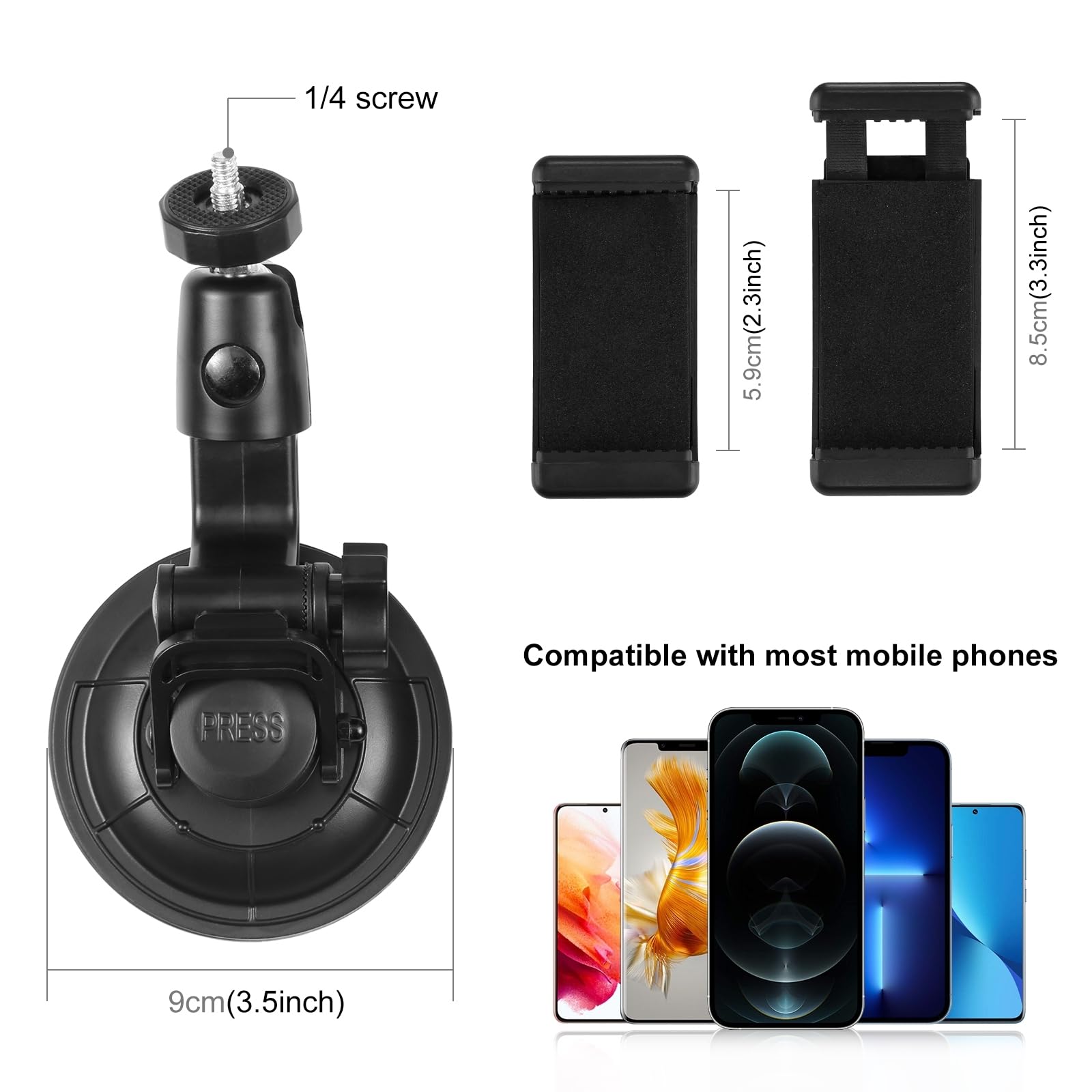 Puluz Car Suction Cup Mount For Gopro/Insta 360/Dji Osmo Action Camera Vehicle Window & Windshield Mount Holder Camera Mount Wit