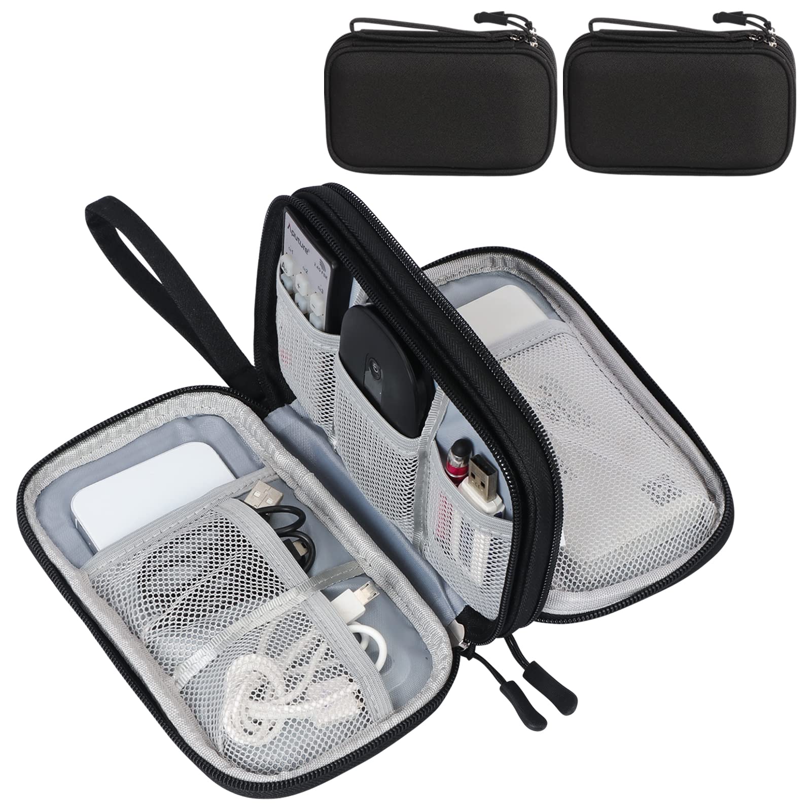 Fyy Electronic Organizer, [2 Pcs]Travel Cable Organizer Bag Electronic Accessories Carry Case Portable Waterproof Double Layers 