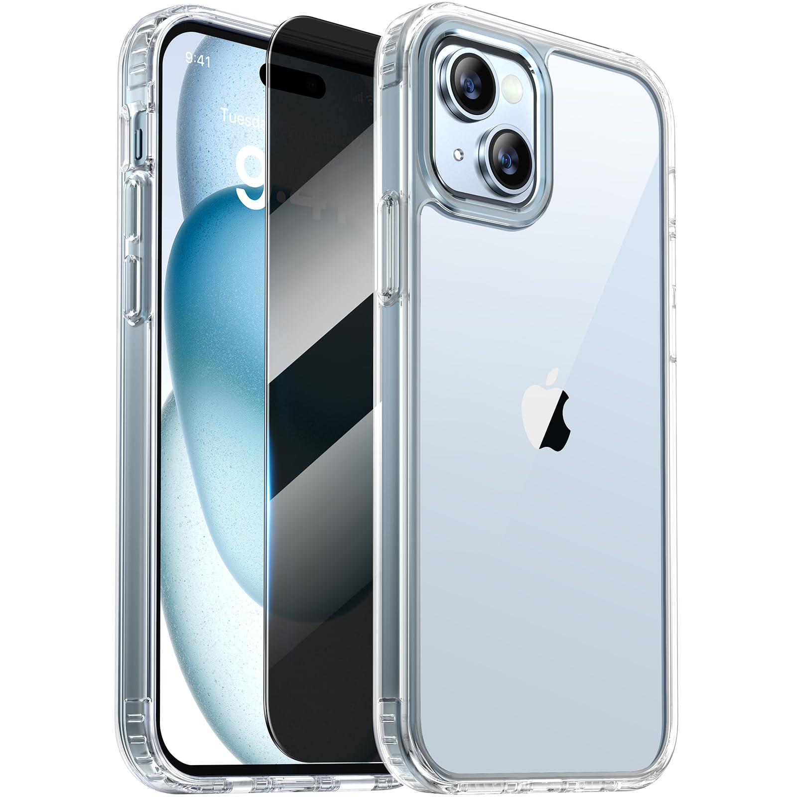 Diaclara Designed For Iphone 15 Plus Case, [With Privacy Screen Protector] [Anti Spy] [Military Grade Drop Protection] Heavy Dut