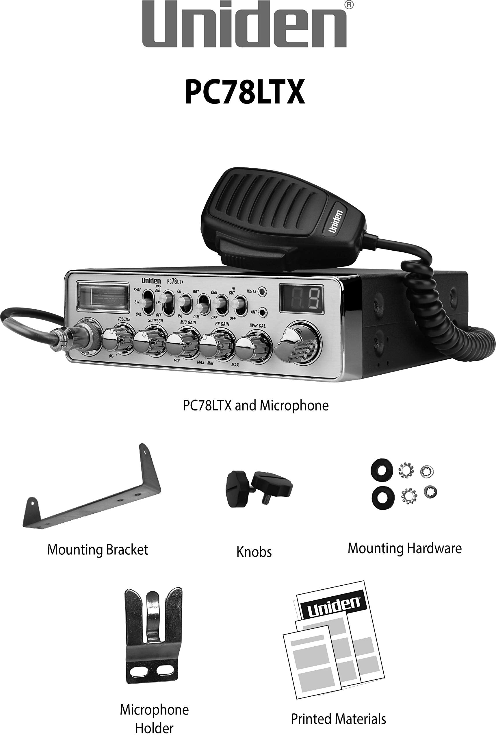 Uniden Pc78Ltx 40-Channel Trucker'S Cb Radio With Integrated Swr Meter, Pa Function, Hi Cut, Mic/Rf Gain, And Instant Channel 9,,WBAUVB01C5TF5XK