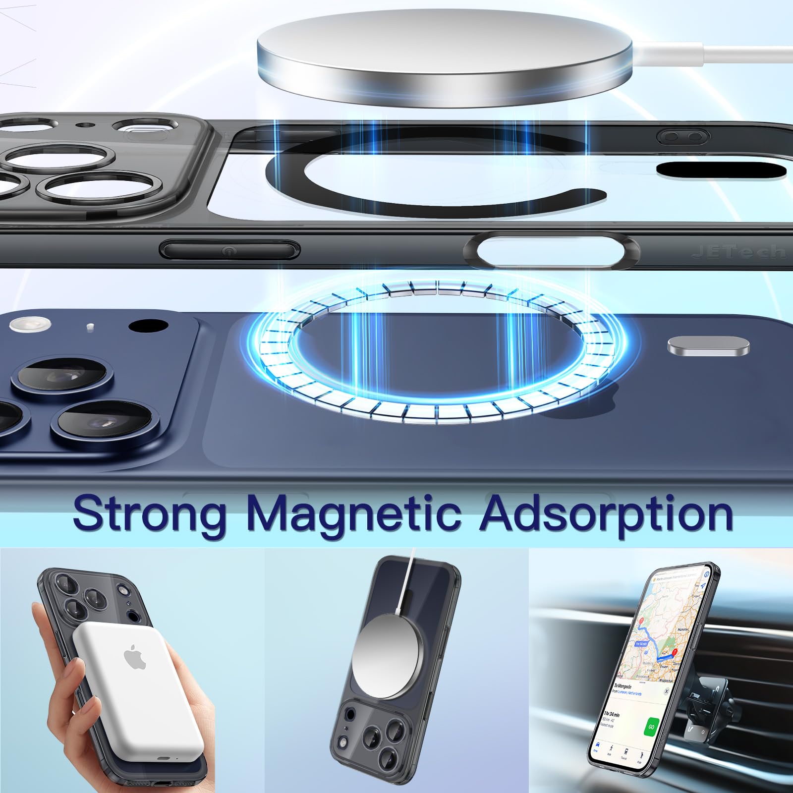 Jetech Magnetic Slim Case For Iphone 17 Pro Max 6.9-Inch Compatible With Magsafe, Camera Lens Full Protection, Ultra-Thin Lightw