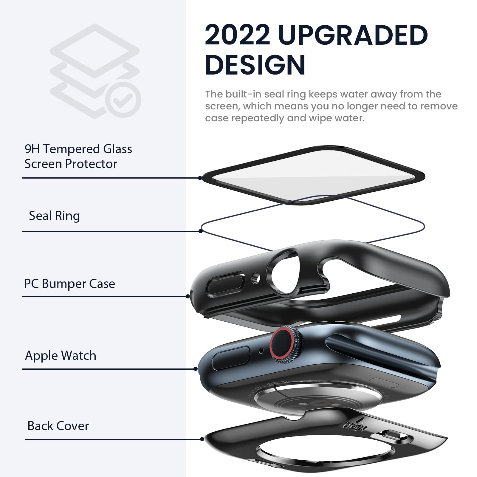 Tensea (2 In 1) For Waterproof Apple Watch Screen Protector Case Se 2Nd Generation Se Series 6 5 4 44Mm Accessories, Iwatch Pc F