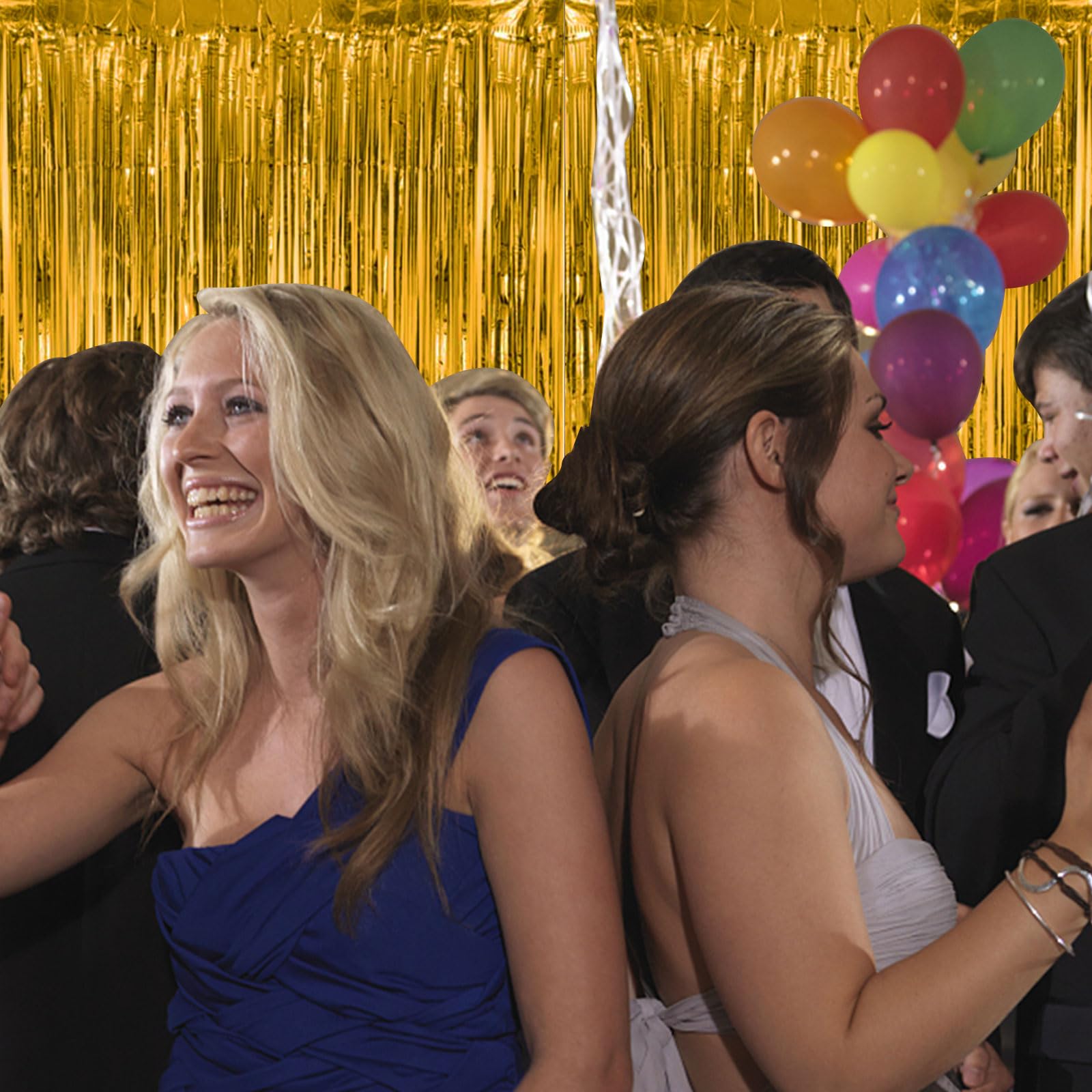 2 Pack Gold Backdrop Birthday Decorations Foil Curtain Backdrop Gold Streamers Dance Party Decorations Photo Booth Props For Bac