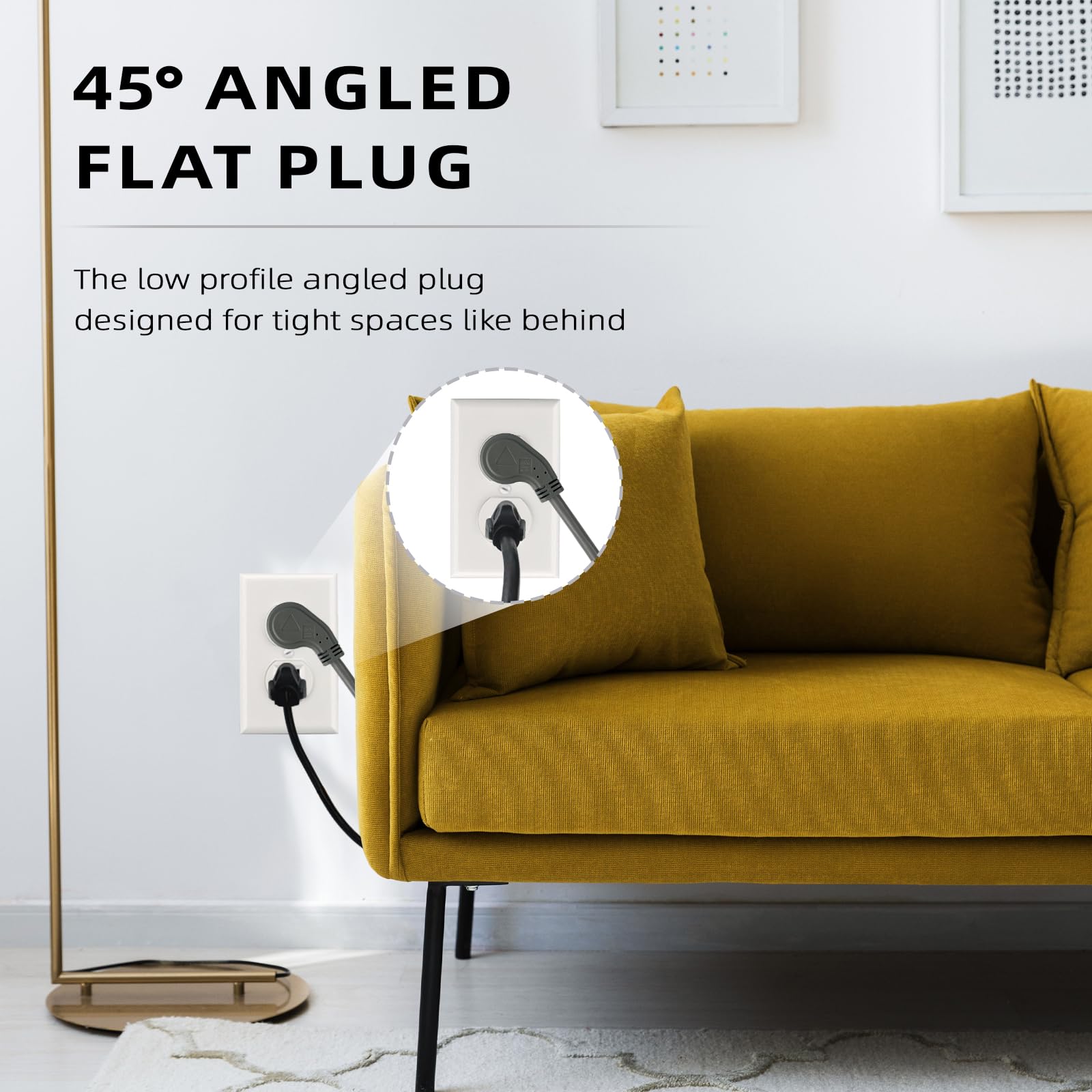 Ep 3 Pack 1 Ft Flat Plug Extension Cord, 16 Awg 3 Prong Grounded Grey Low Profile Extension Cable For Indoor