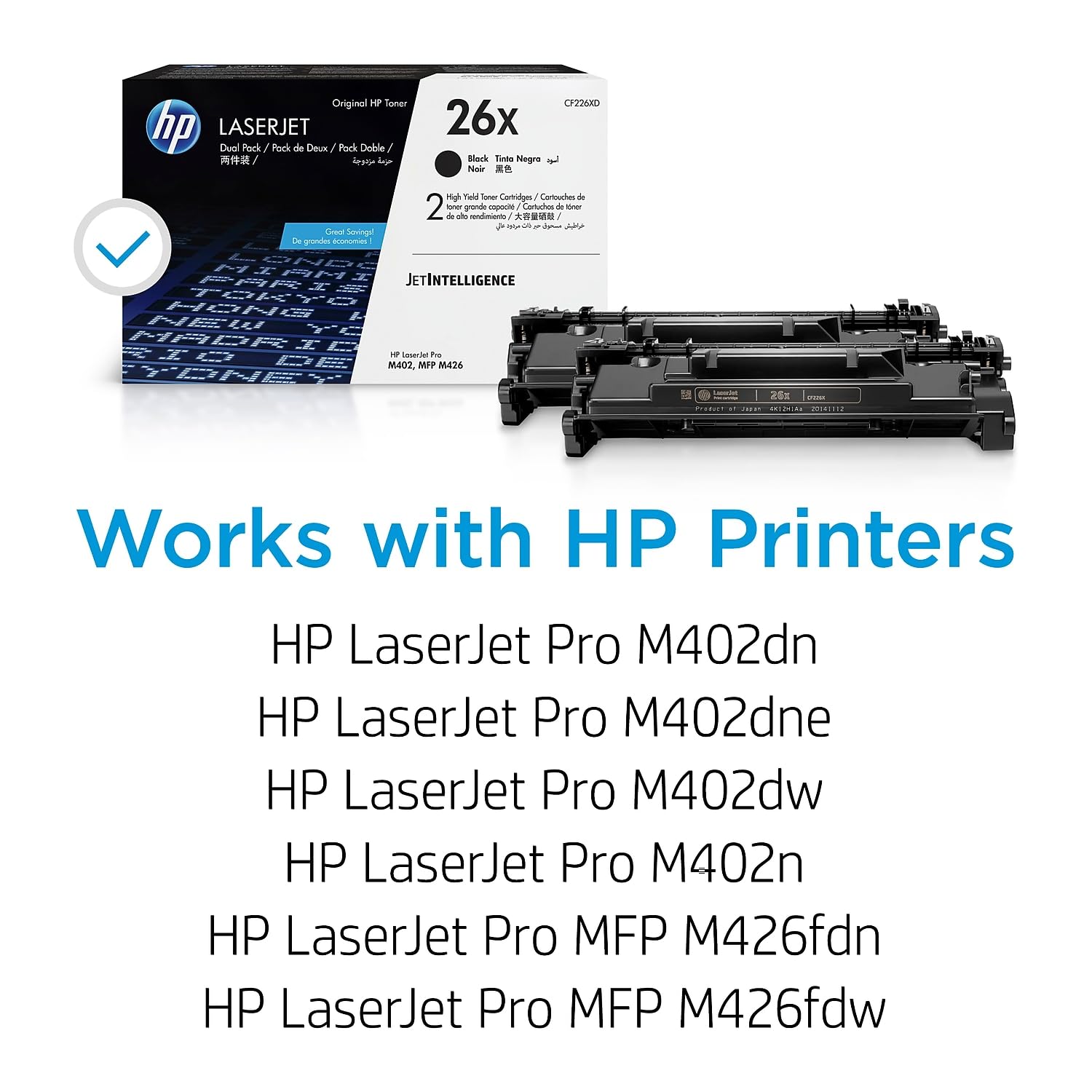 Hp 26X Black High Yield Toner Cartridges (2 Pack) | Works With Hp Laserjet Pro M402 Series, Hp Laserjet Pro Mfp M426 Series | Cf