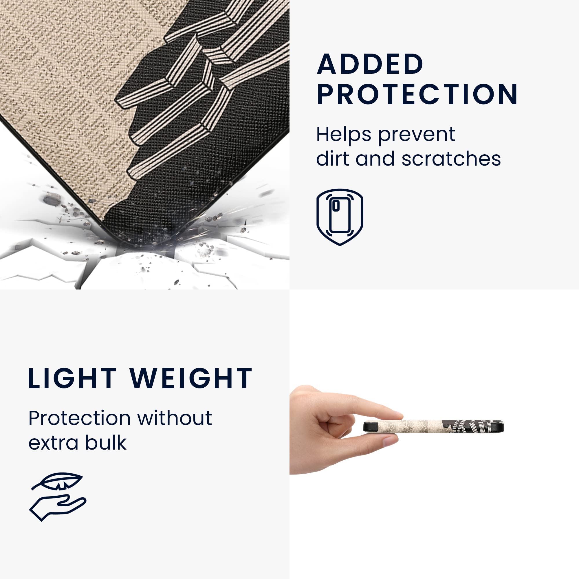 Kwmobile Case Compatible With Kobo Clara 2E / Tolino Shine 4 Case   Ereader Cover   Girl And Books Black/Beige