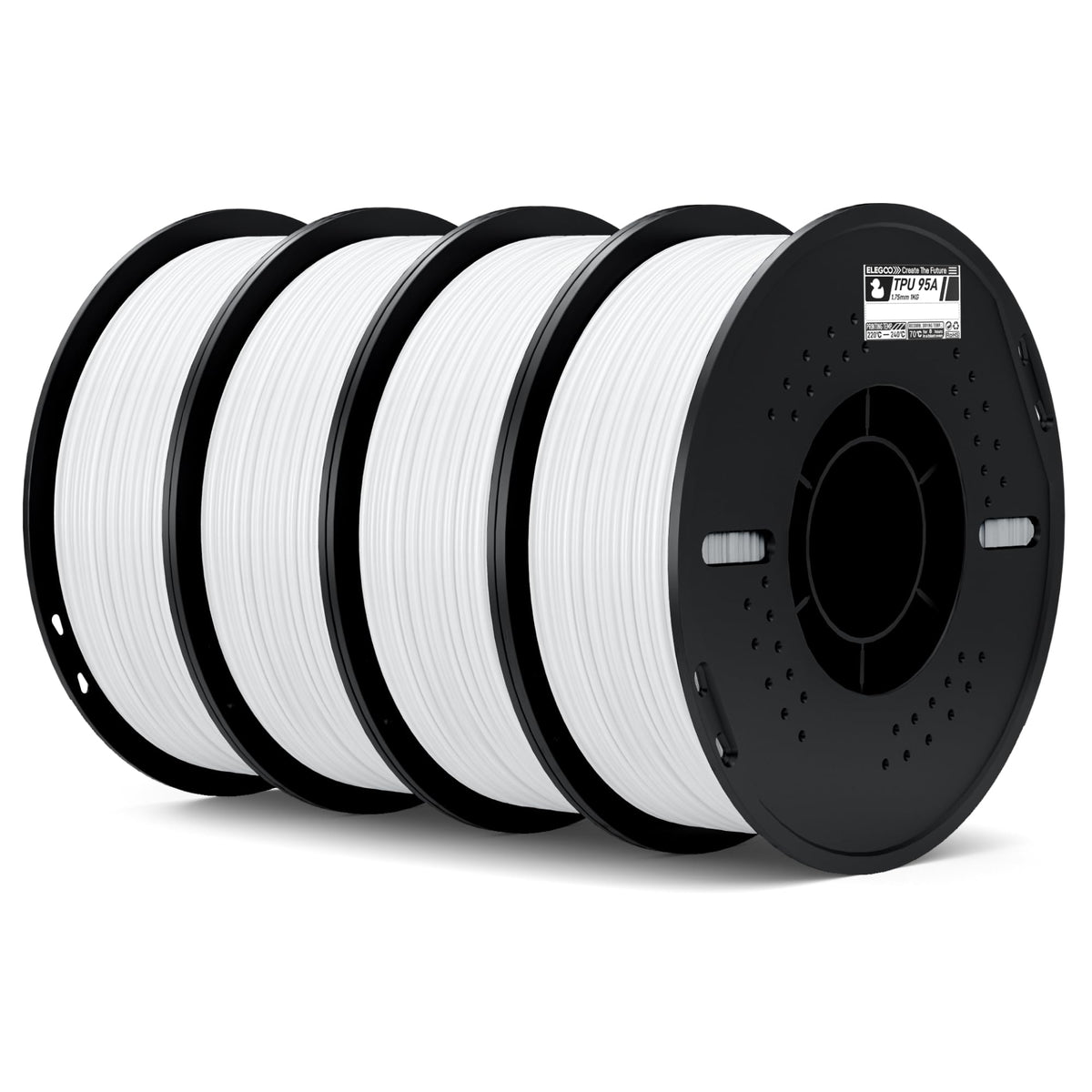 ELEGOO TPU Filament 1.75mm White 4KG, 95A Flexible Soft 3D Printing Fi ...