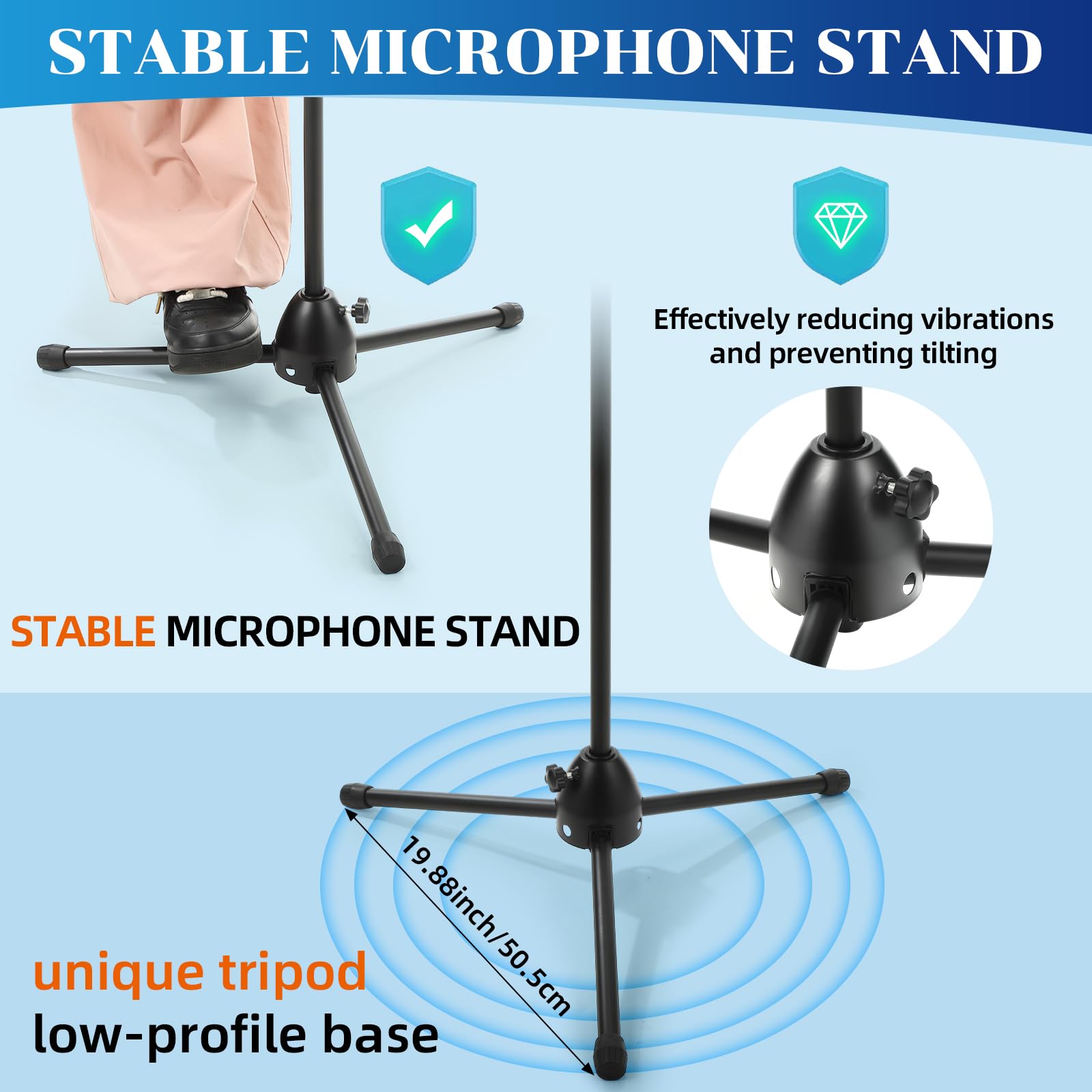 Relaxweex 6 Pcs Universal Mic Stand Floor Tripod Boom Arm Microphone Stand Height Adjustable From 34 To 90.5 With Carry Bag And