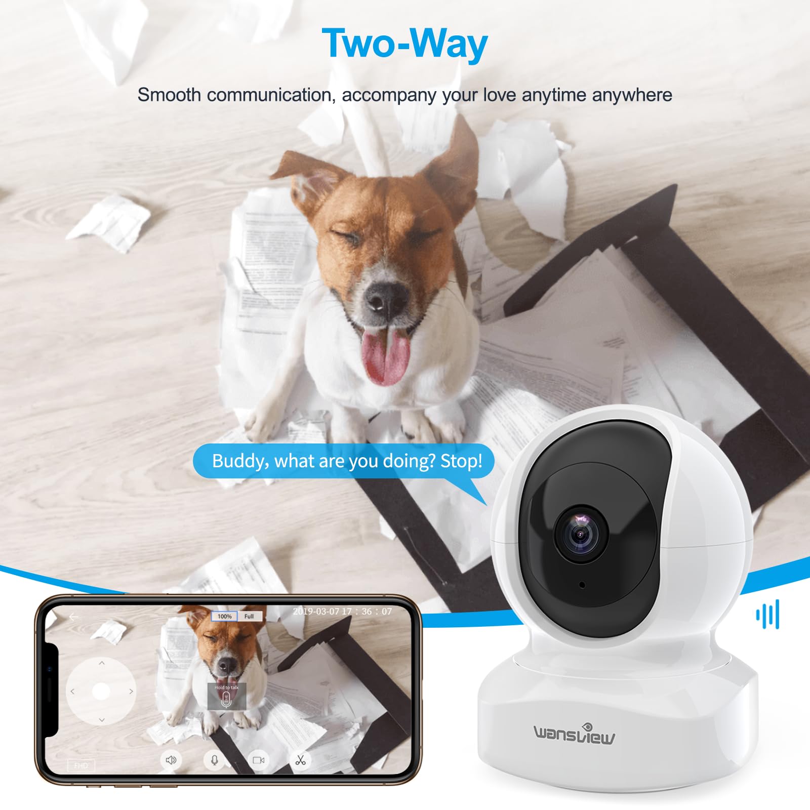 Home Security Camera, Baby Camera, 2K Wansview Wifi Camera For Pet/Nanny, Motion Alerts, 2 Way Audio, Night Vision, Compatible W