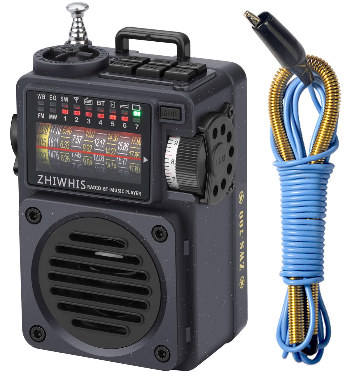 Zhiwhis Shortwave Radio With Bluetooth, Portable Radio With Sleep Timer, Weather Am Fm Shortwave Radios With Best Sound, Retro A