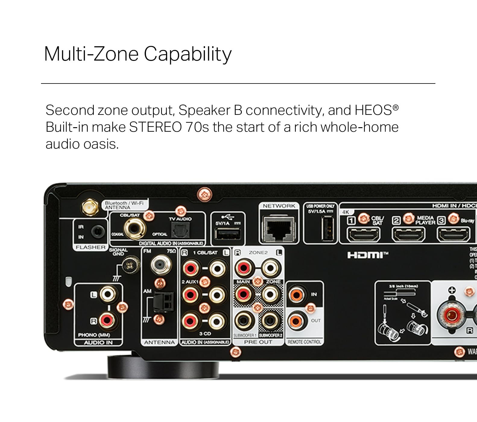 Marantz Stereo 70S 2 Ch Av Receiver (75W X 2)   4K/120 And 8K Compact Home Theater Receiver, Class A/B Amplification, Supports S