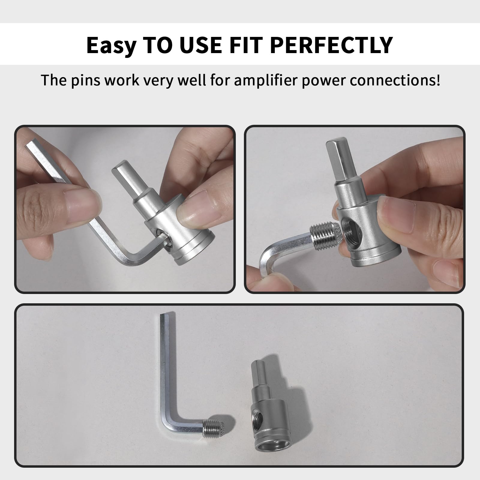 Amp Input Reducer From 0 Gauge To 4 Gauge With Hex Screw Clamp, Includes Extra Screws, Heat Shrink Tubes & Hex Tool For Car Audi