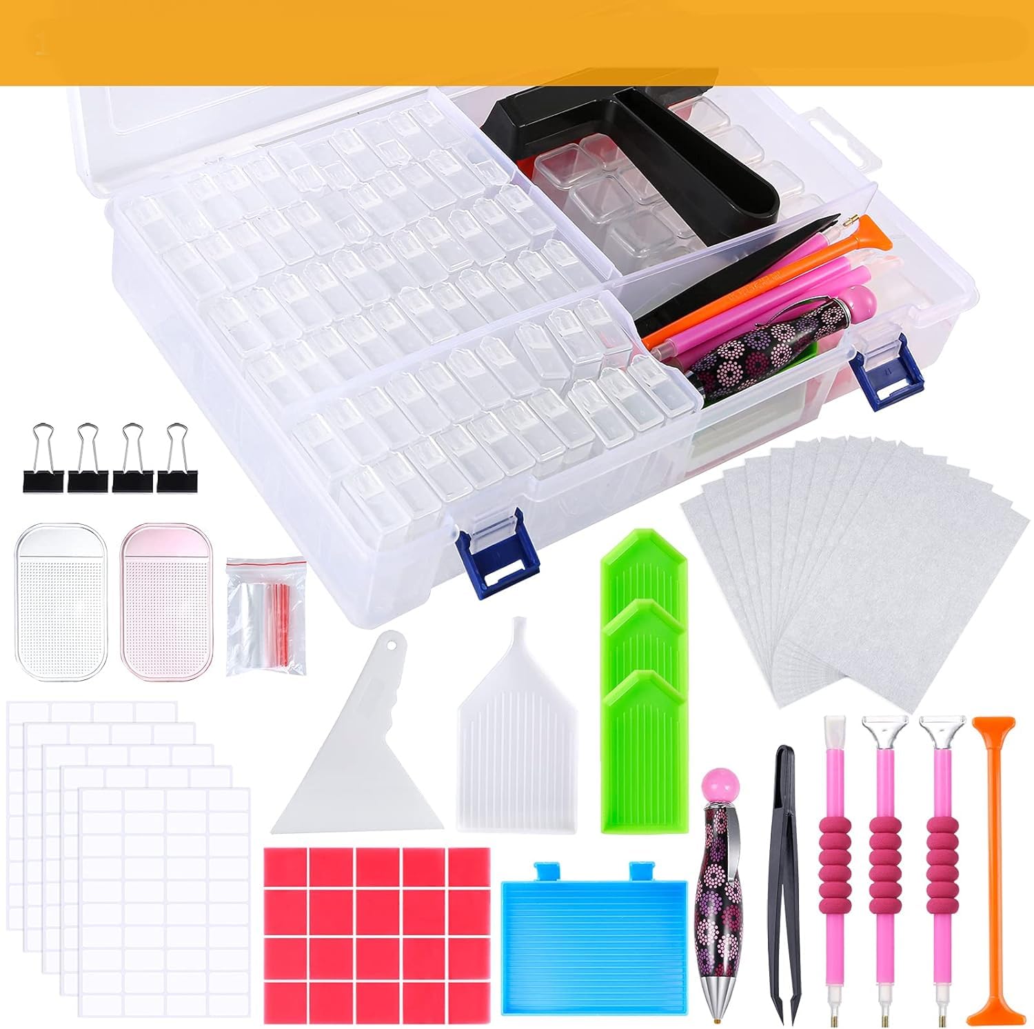 Pp Opount 170 Pcs A4 Diamond Art Led Light Pad Kits, 3 Level Adjustable Light Board With 80 Grids Diamond Box, Felt Hand Held Ba