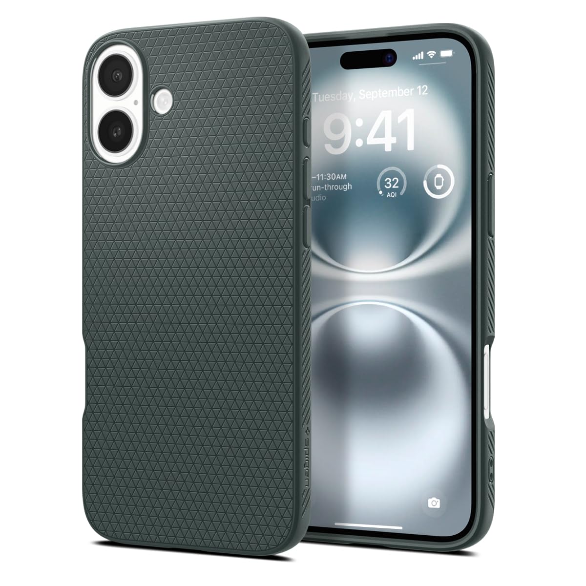 Spigen Liquid Air Designed For Iphone 16 Plus Case [Not Compatible With Magsafe], [Military Grade Protection]   Abyss Green