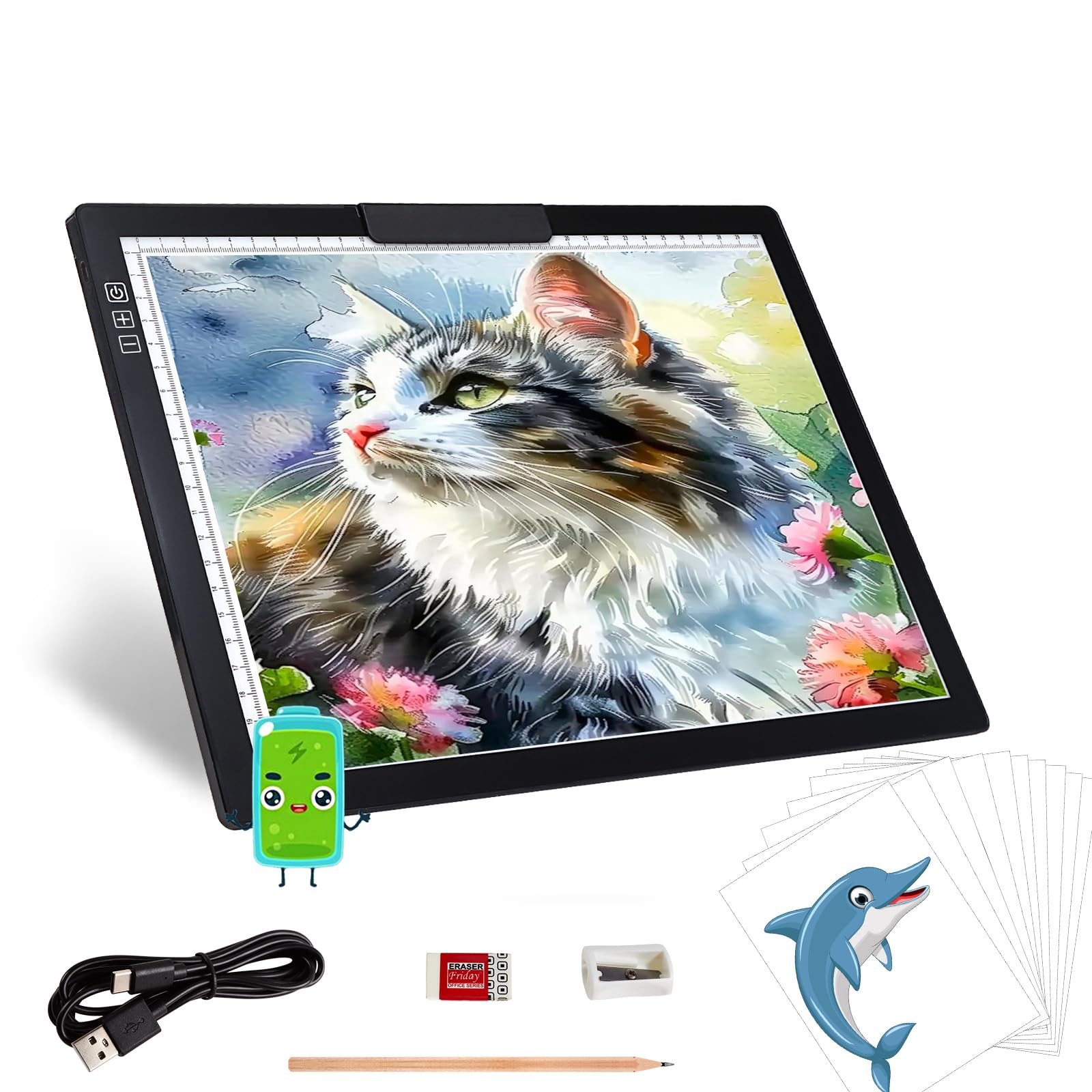 Keirlight A4 Light Board For Diamond Painting   Rechargeable Tracing Light Box Stepless Light 6 Levels Brightness, A4 Light Up T