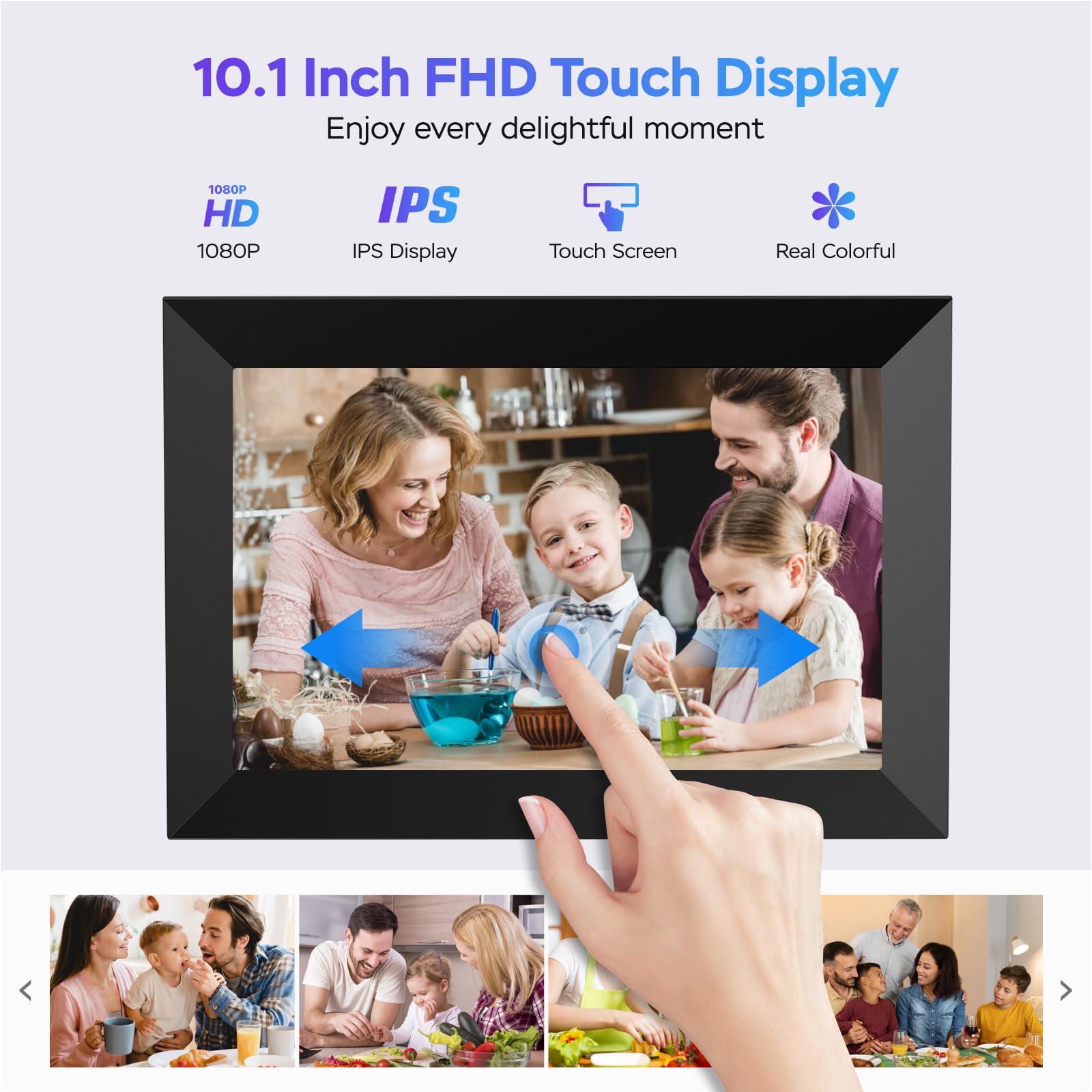 Uhale Digital Picture Frame Wifi 10.1 Inch Hd Ips Touch Screen Electronic Picture Frame Slideshow Smart Loop Digital Photo Frame