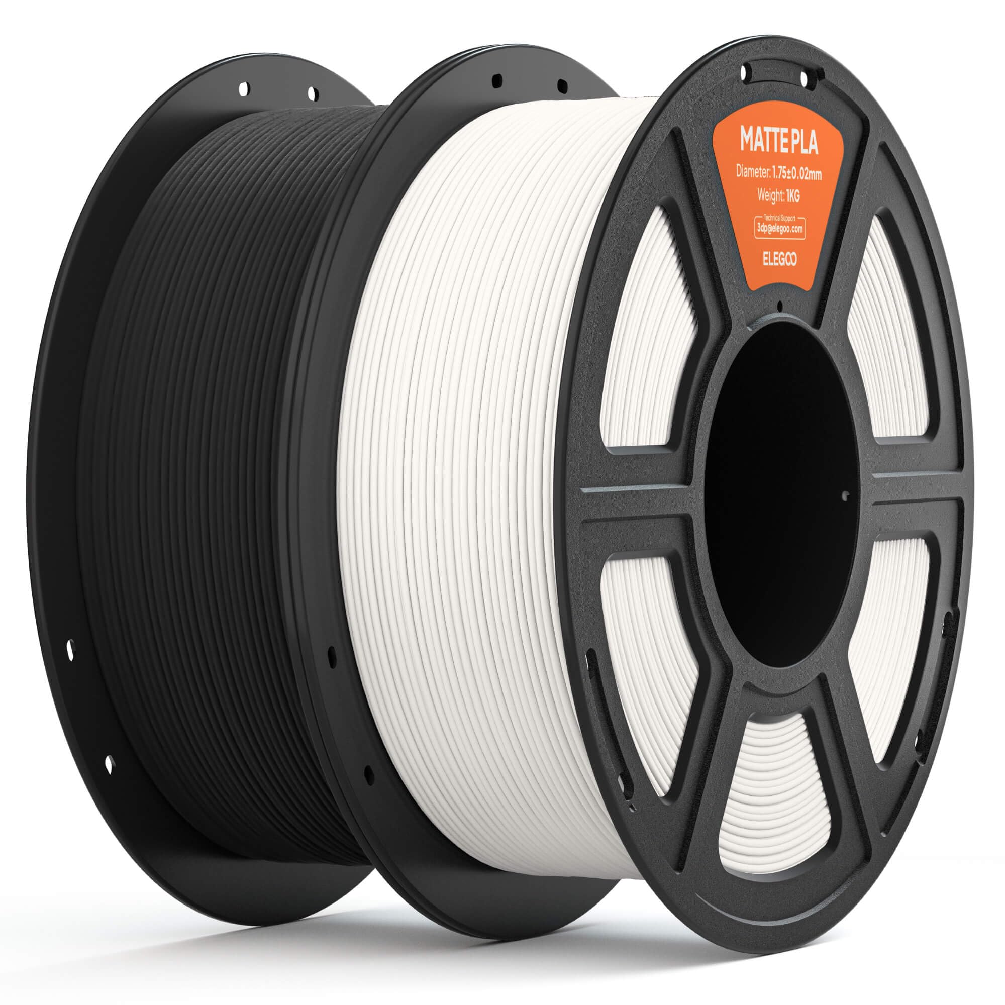 ELEGOO Matte PLA Filament 1.75mm Black & White 2KG, 3D Printer Filament High Precision, 2pcs 1kg Spool (2.2lbs) Fits for Most FD