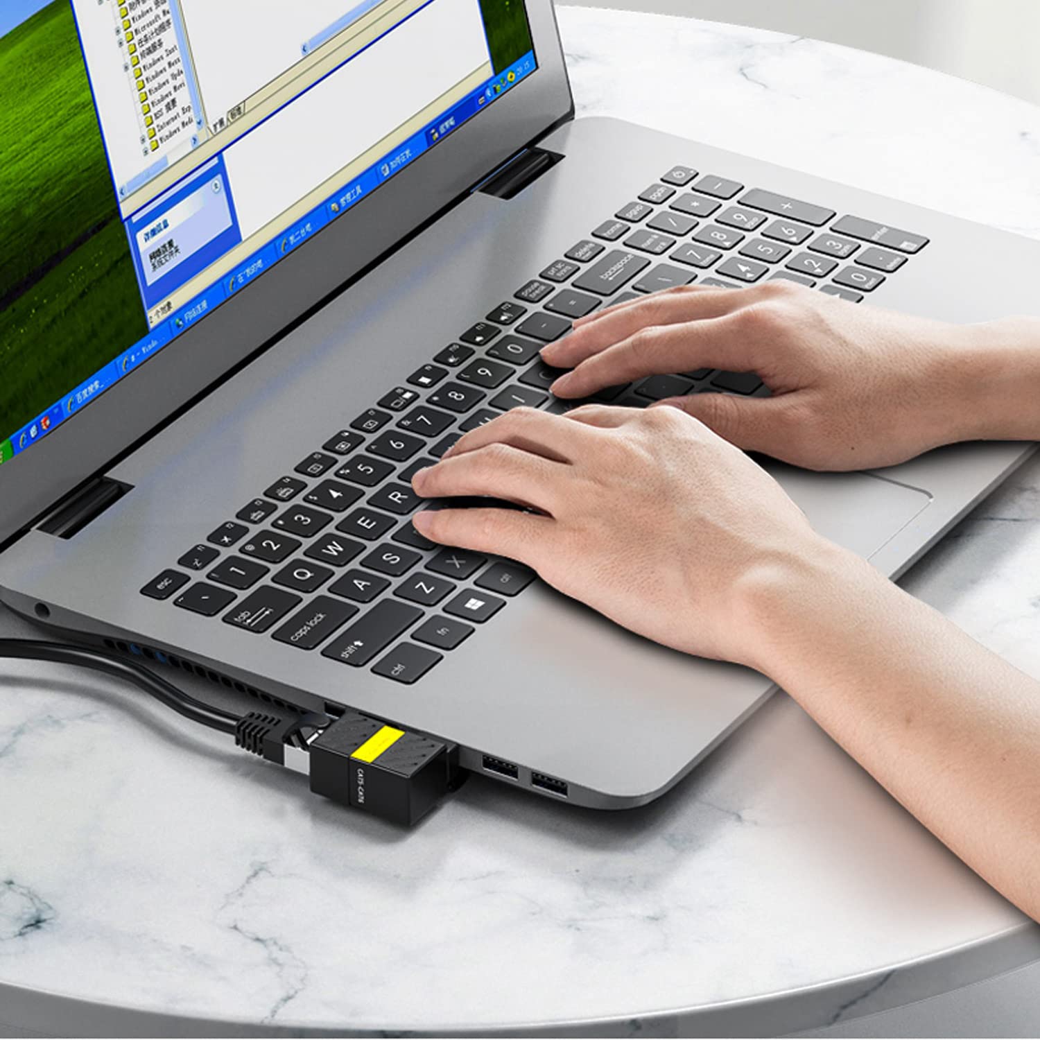 2 Pack Cat6 Ethernet Extenders 360� Rotation, Cat5 Cat6 Extension Adapter 90 Degree Right Angle Network Lan Rj45 Male To Female Connector (Rj45 Rightangle)