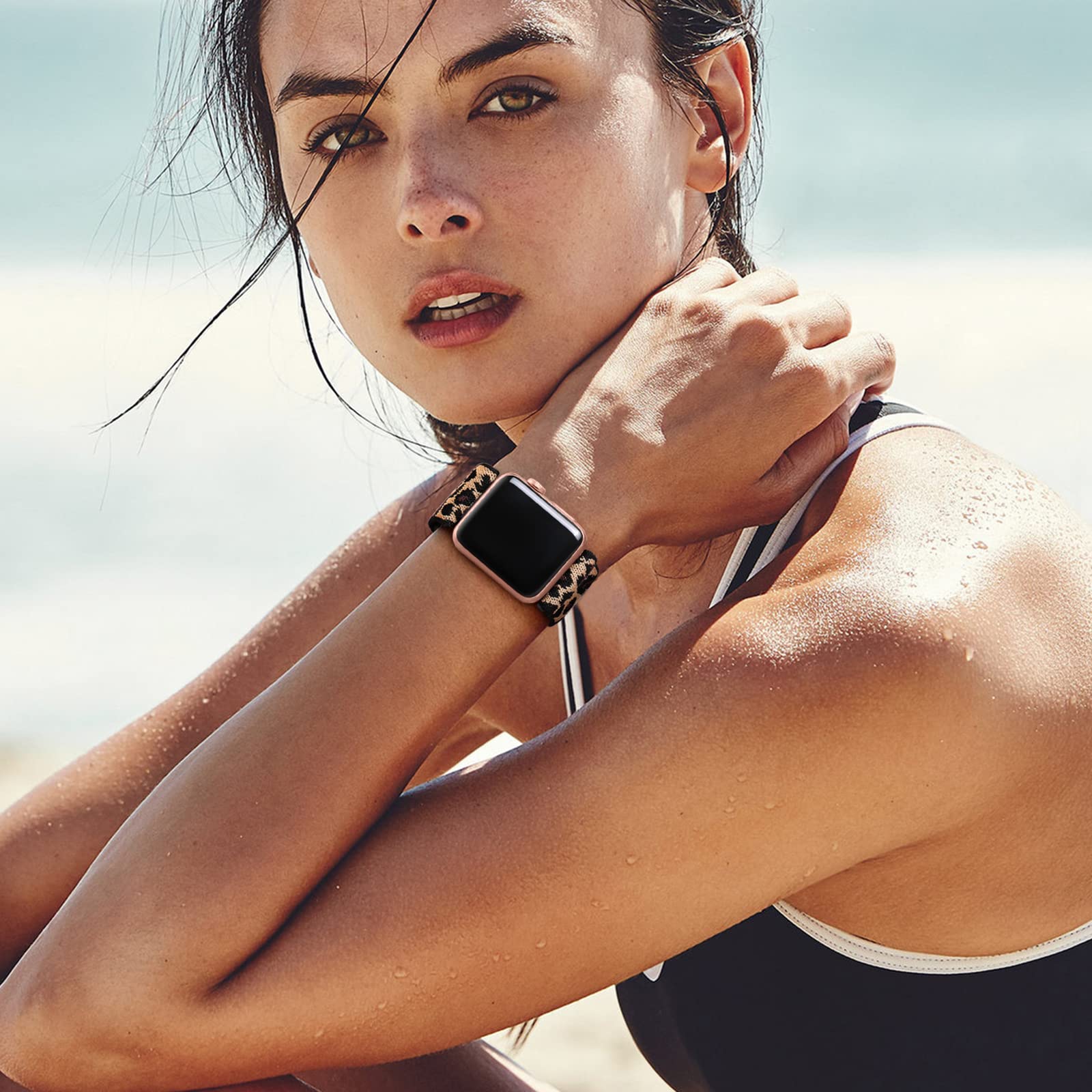 Lerobo Compatible With Apple Watch Bands For Women 40Mm 38Mm 41Mm 42Mm Soft Nylon Stretchy Solo Loop For Iwatch Bands Se Series