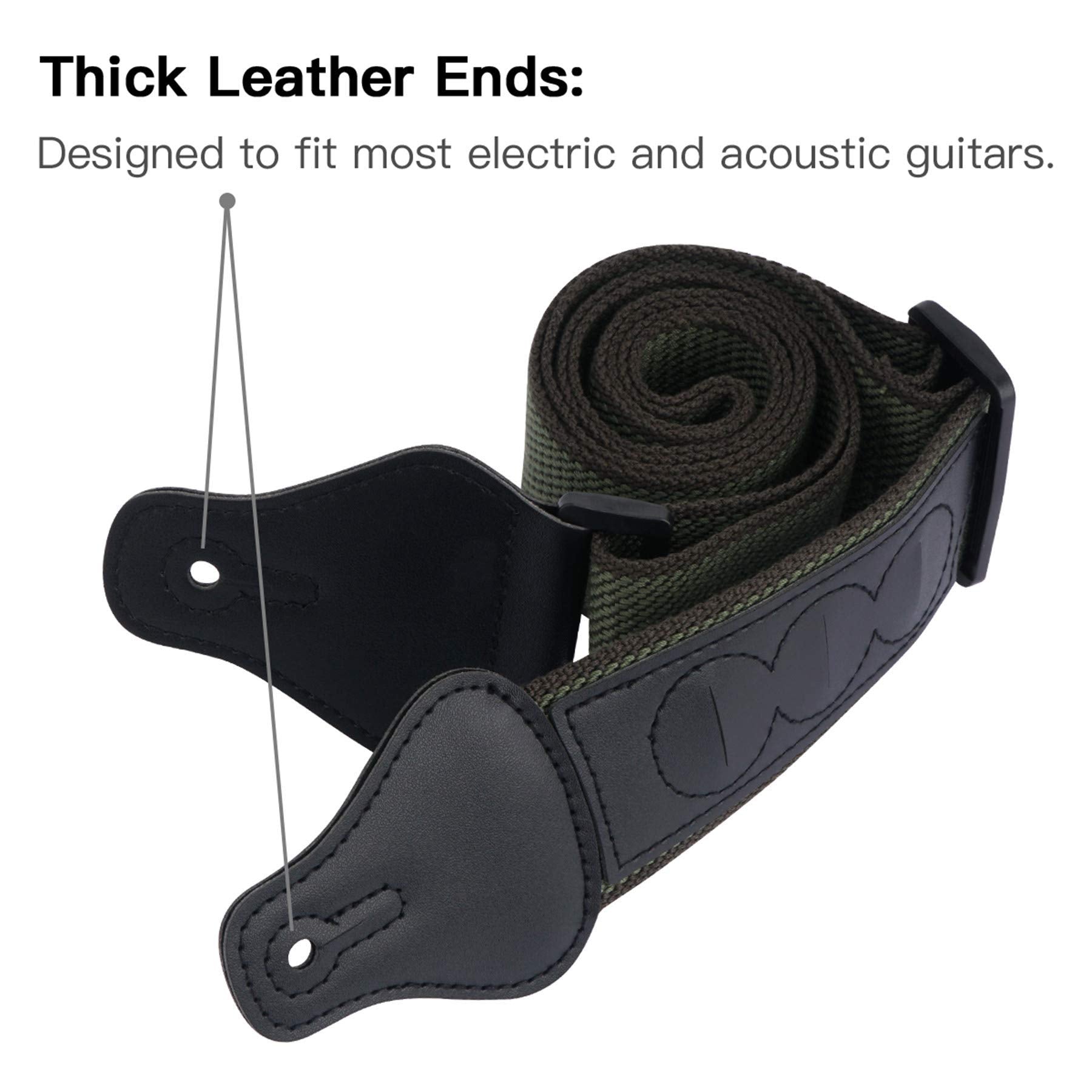 Tifanso Guitar Strap, Soft Cotton Guitar Straps With 3 Pick Holders, Strap Button Headstock Adaptor, 1 Pair Strap Locks And 3 Gu