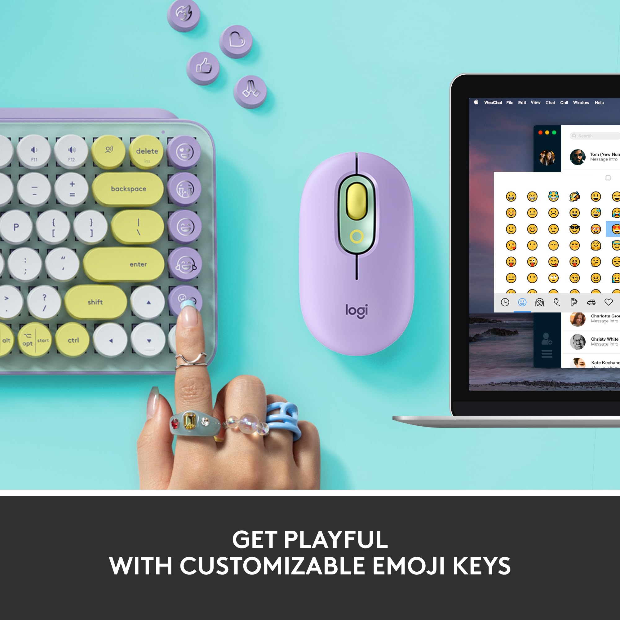 Logitech Pop Keys Mechanical Wireless Keyboard With Customizable Emoji , Durable Compact Design, Bluetooth Or Usb Connectivity,