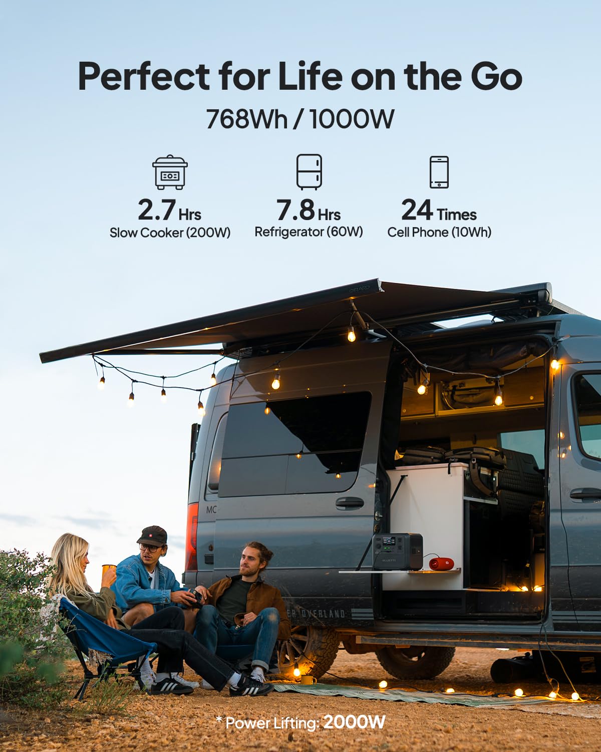 Bluetti Ac70 Solar Generator With 100W Solar Panel (Ships Separately), 768Wh Portable Power Station With 2 1000W (Power Lifting