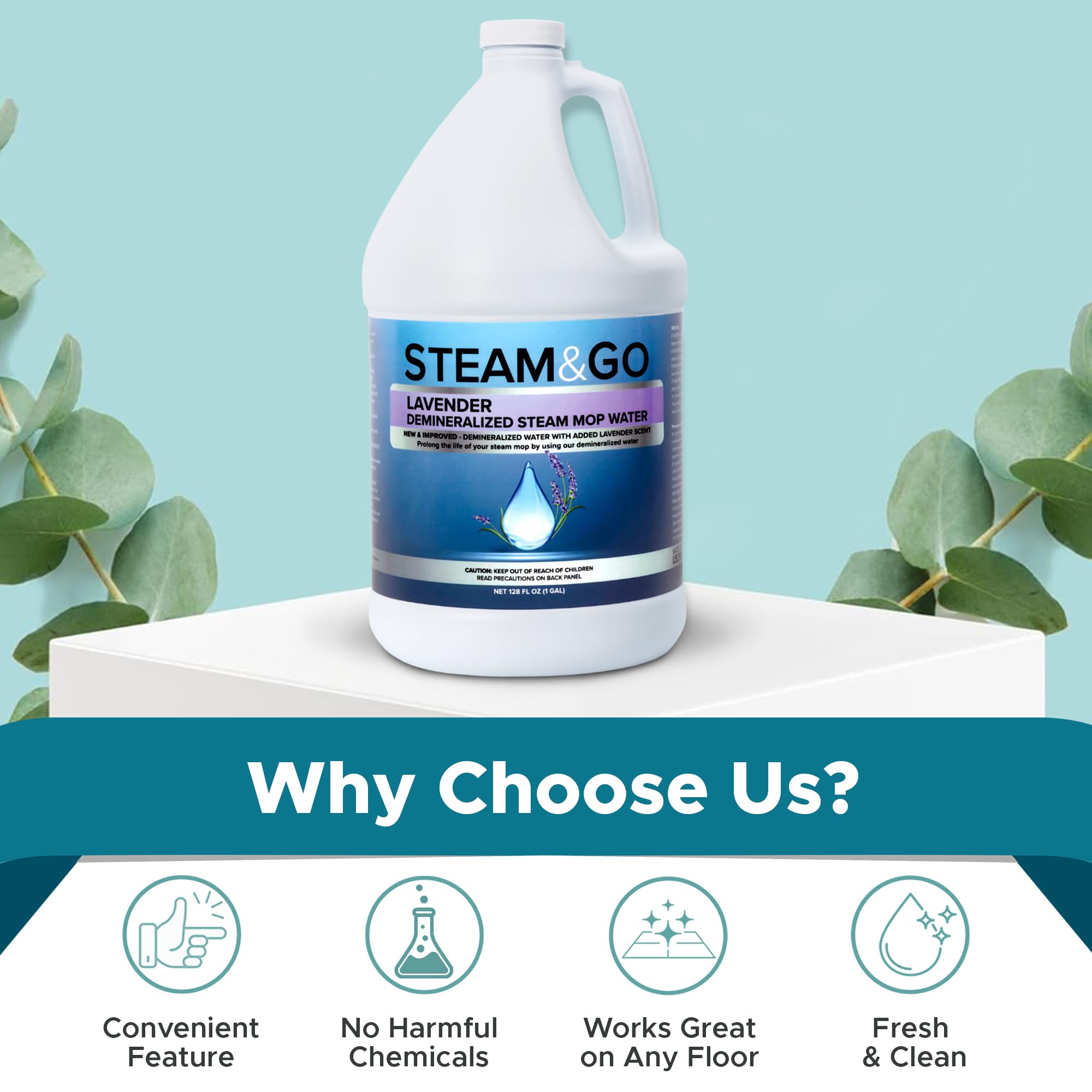 Steam And Go Demineralized Water   Lavender Scent   Cleaning Solution For Steam Mop, Floor Cleaner Solution, & More   Ready To U
