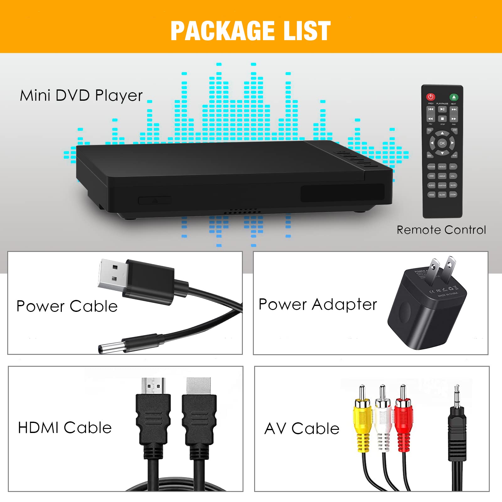 C Eihoit Super Mini Dvd Player For Tv With Hdmi And Av Output Portable Dvd Cd Player With Built In Speaker 1080P Upscaling Inclu