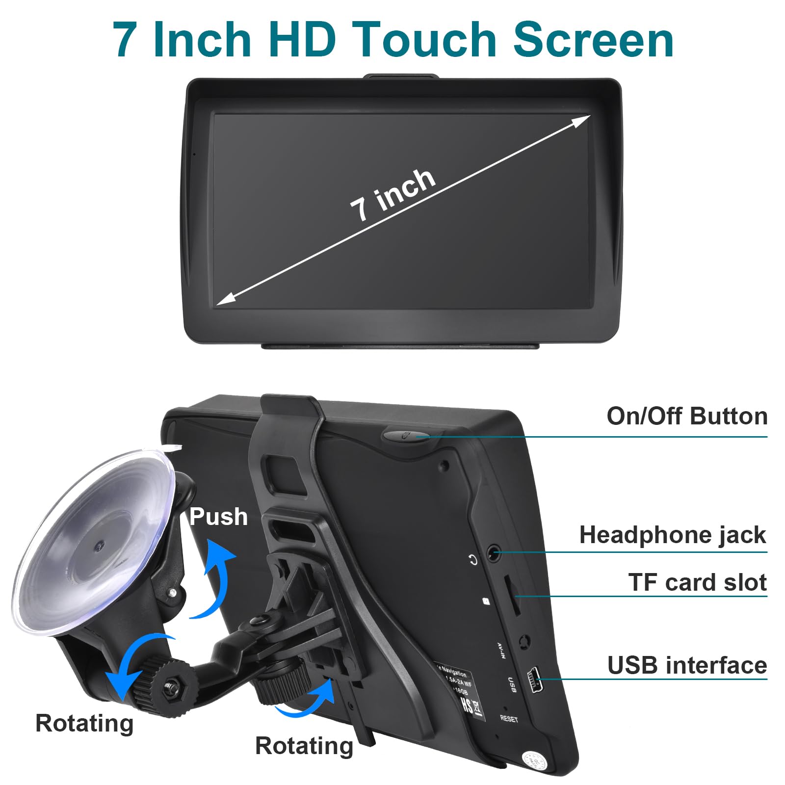 Gps Navigator For Car 2024 Latest 7 Inch Hd Touchscreen 256M 16Gb Voice Turning Alert Speed Limit Red Light Warning Car Gps Navi