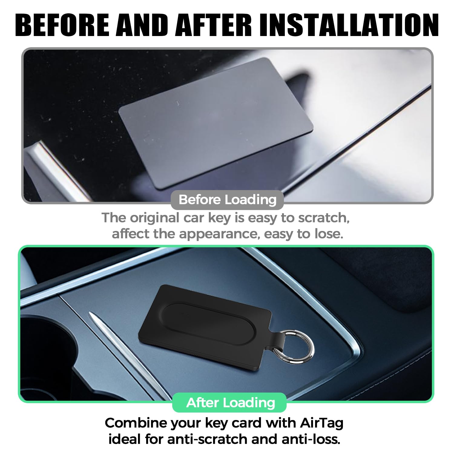 2 Pack Card Holder Case For Tesla Key Card & Airtag Compatible With Tesla Model 3 Y S X Key Cards Accessories Soft Silicone Prot