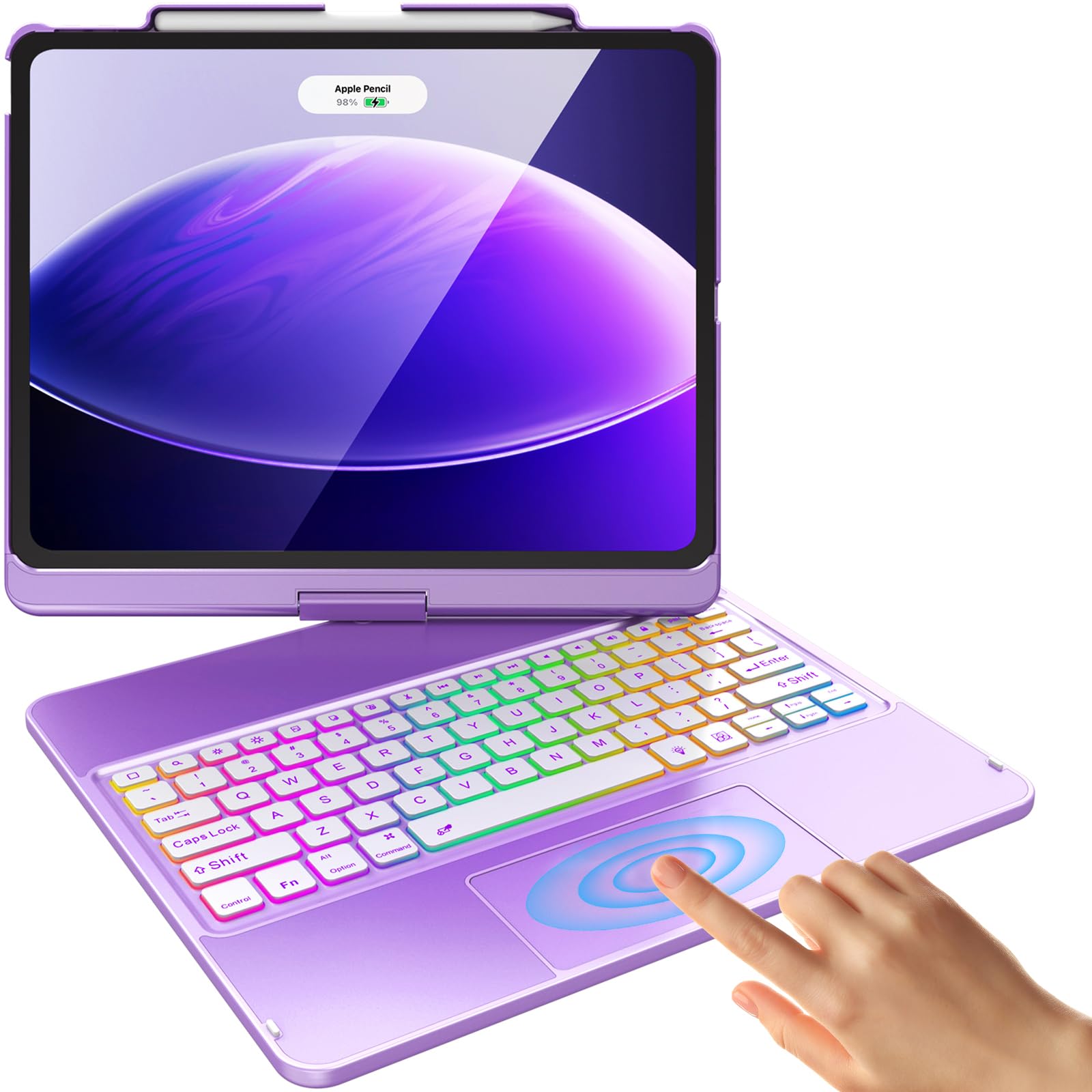 FUWANG for iPad Air 13 inch Case Keyboard M4/M3/M2 (2026/2025/2024) & iPad Pro 12.9 inch (6th/5th/4th/3rd Gen), 360 Rotatable, M