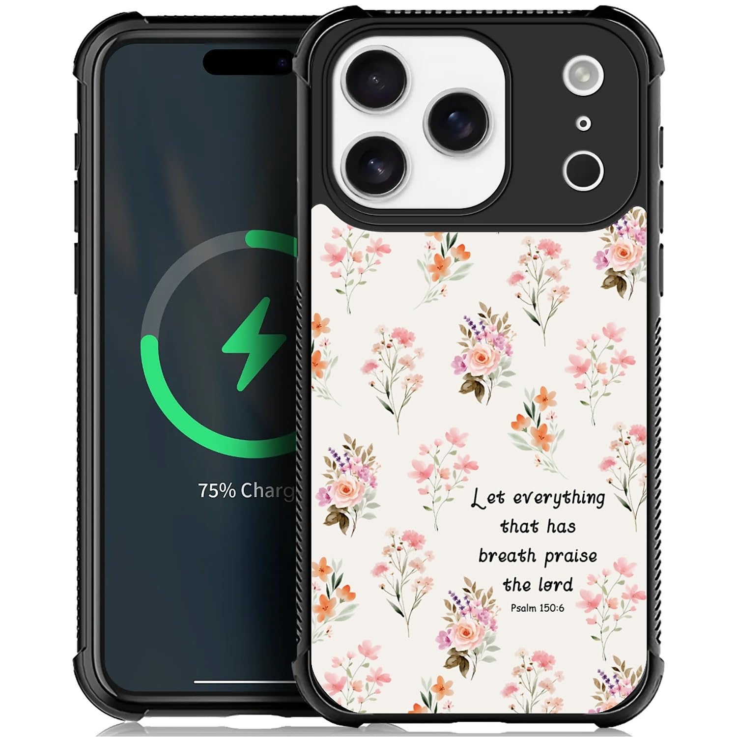 Deaorew for iPhone 17 Pro Case | Compatible with MagSafe | Classic Slim Cover Design | Flowers Bible Scripture