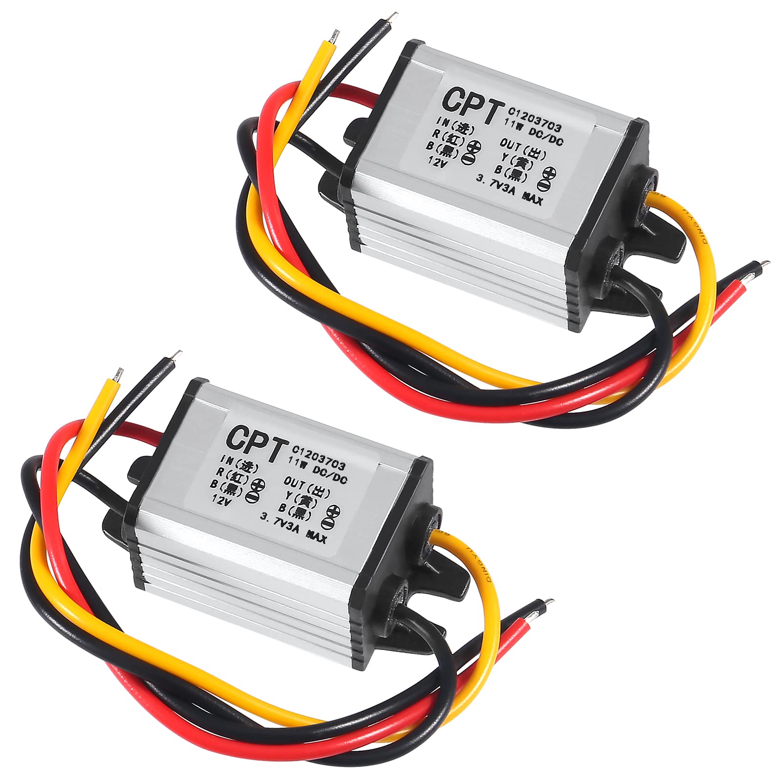 2Pcs 12V To 3.7V Converter Dc Step Down Buck Voltage Regulator Power Supply Transformer Module 3A 11W Waterproof Car Power Conve