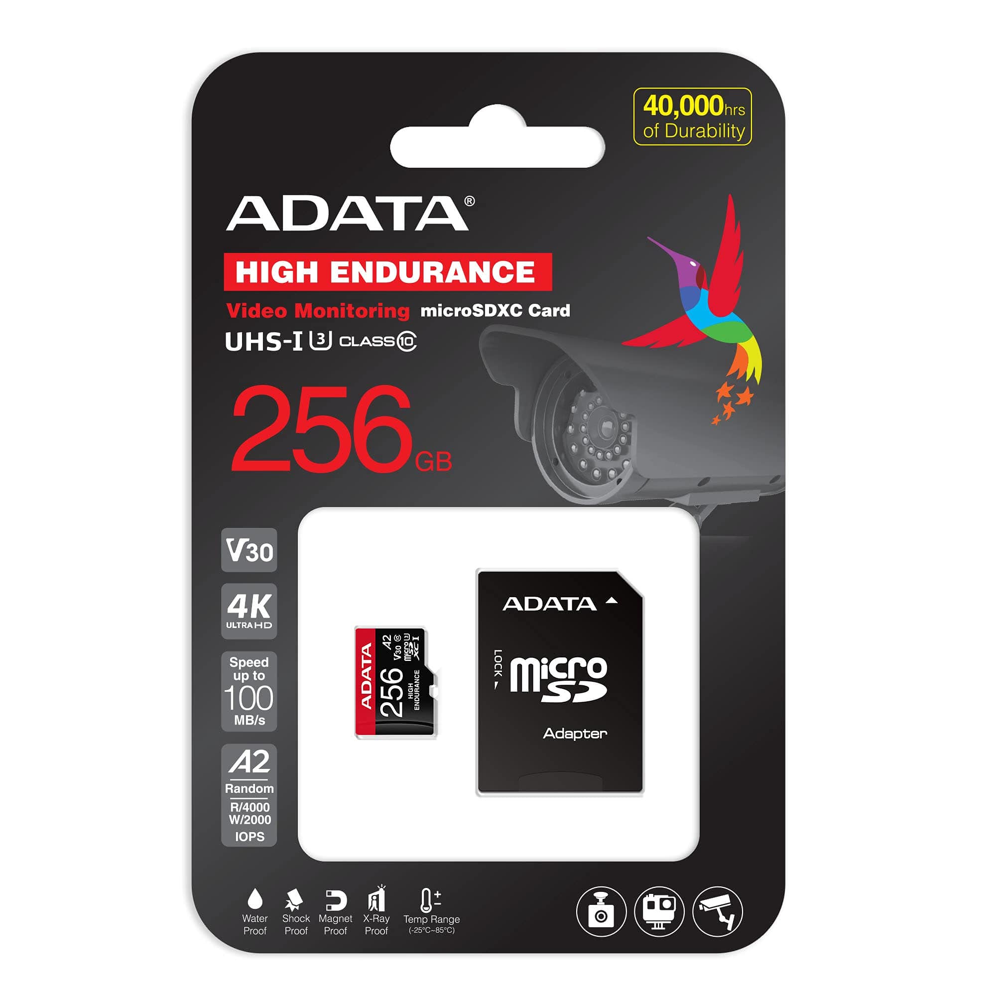 Adata High Endurance 256Gb Uhs I U3 V30 A2 Class 10 Micro Sdxc Memory Card (Ausdx256Gui3V30Sha2 Ra1)
