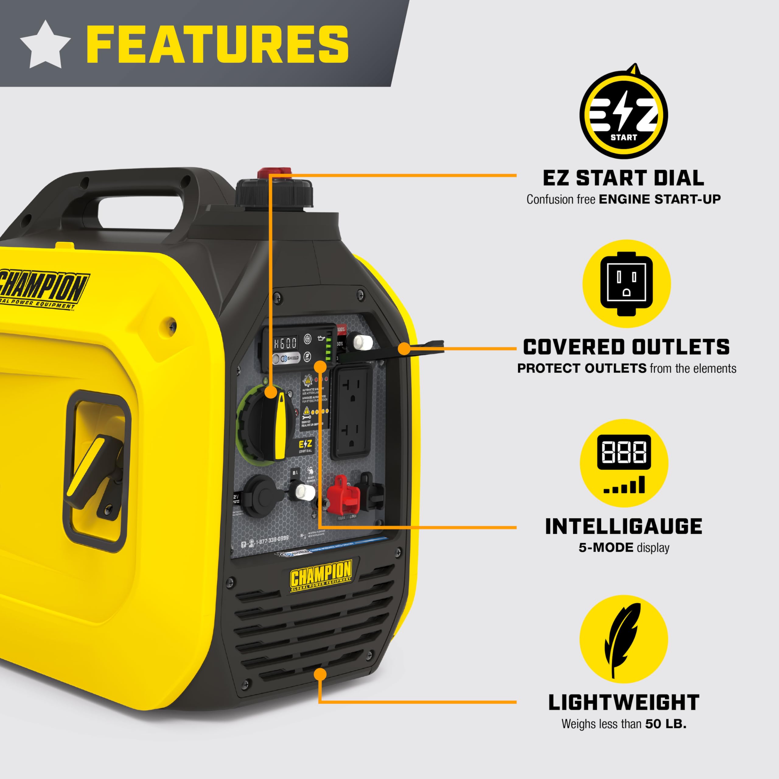 Champion Power Equipment 2500 Watt Ultralight Portable Inverter Generator With Quiet Technology And Co Shield