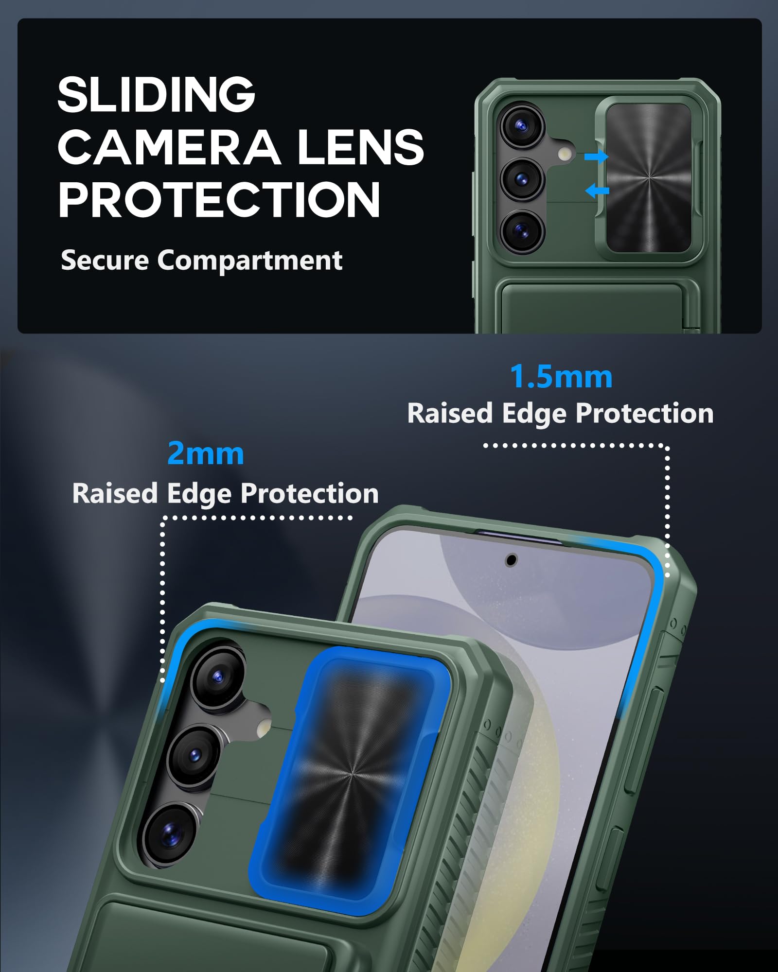 Atatoo For Samsung Galaxy S24+ Plus Wallet Case, Built In Card Holder(Store 4 5 Cards) & Sliding Camera Cover, Military Grade Pr