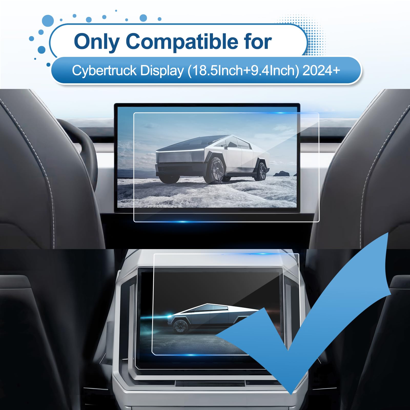 (2Pc) Coleya 2024 Cybertruck Screen Protector For Tesla Cybertruck (18.5In Touchscreen+9.4In Reardisplay), 9H Tempered Glass For
