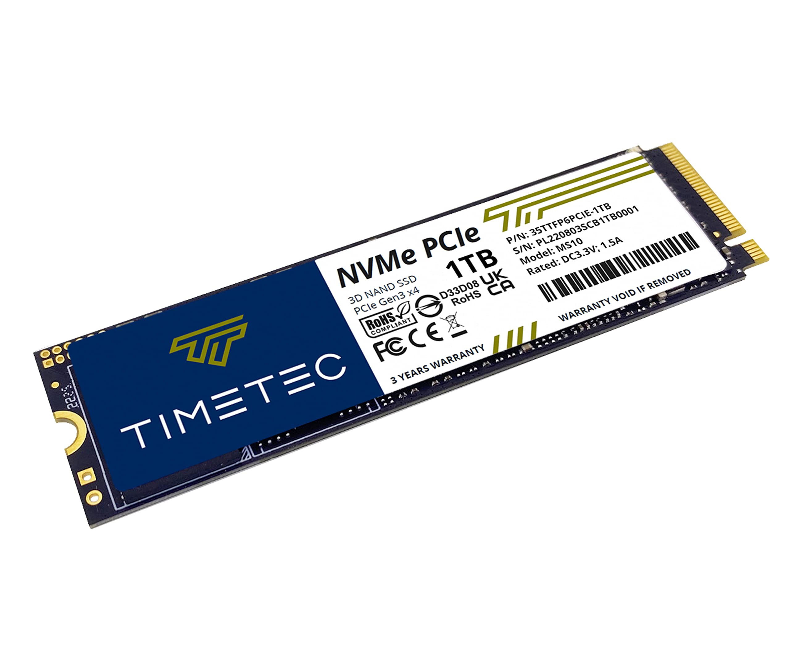 Timetec 1Tb Ssd Nvme Pcie Gen3X4 8Gb/S M.2 2280 3D Nand High Performance Slc Cache Read/Write Speed Up To 2,000/1,600 Mb/S Internal Solid State Drive For Pc Laptop And Desktop (1Tb)