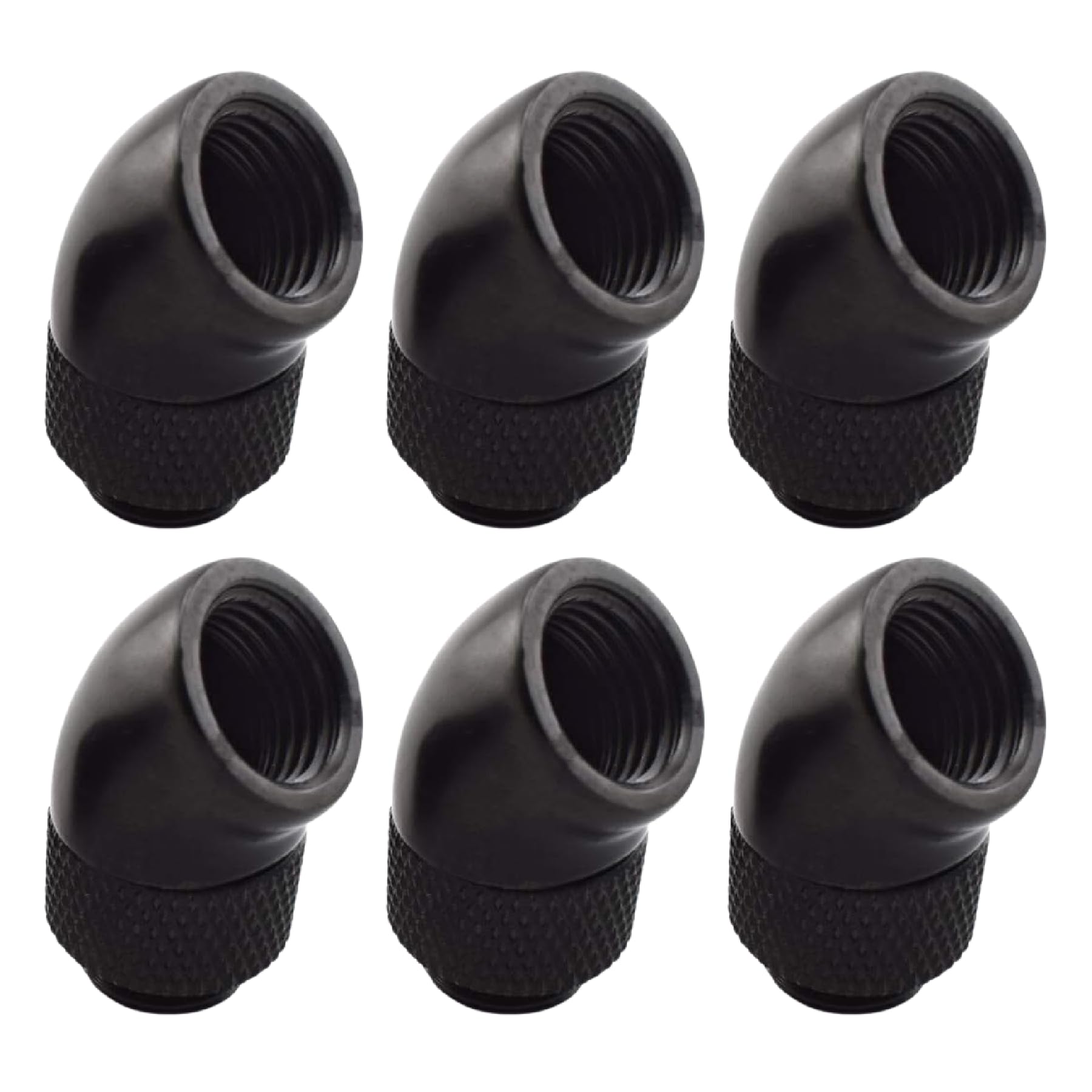Dracaena 6 Pack G1/4'' Thread Male To Female Extender Fitting, 45 Rotary Fitting Adapter Connector For Computer Water Cooling Sy