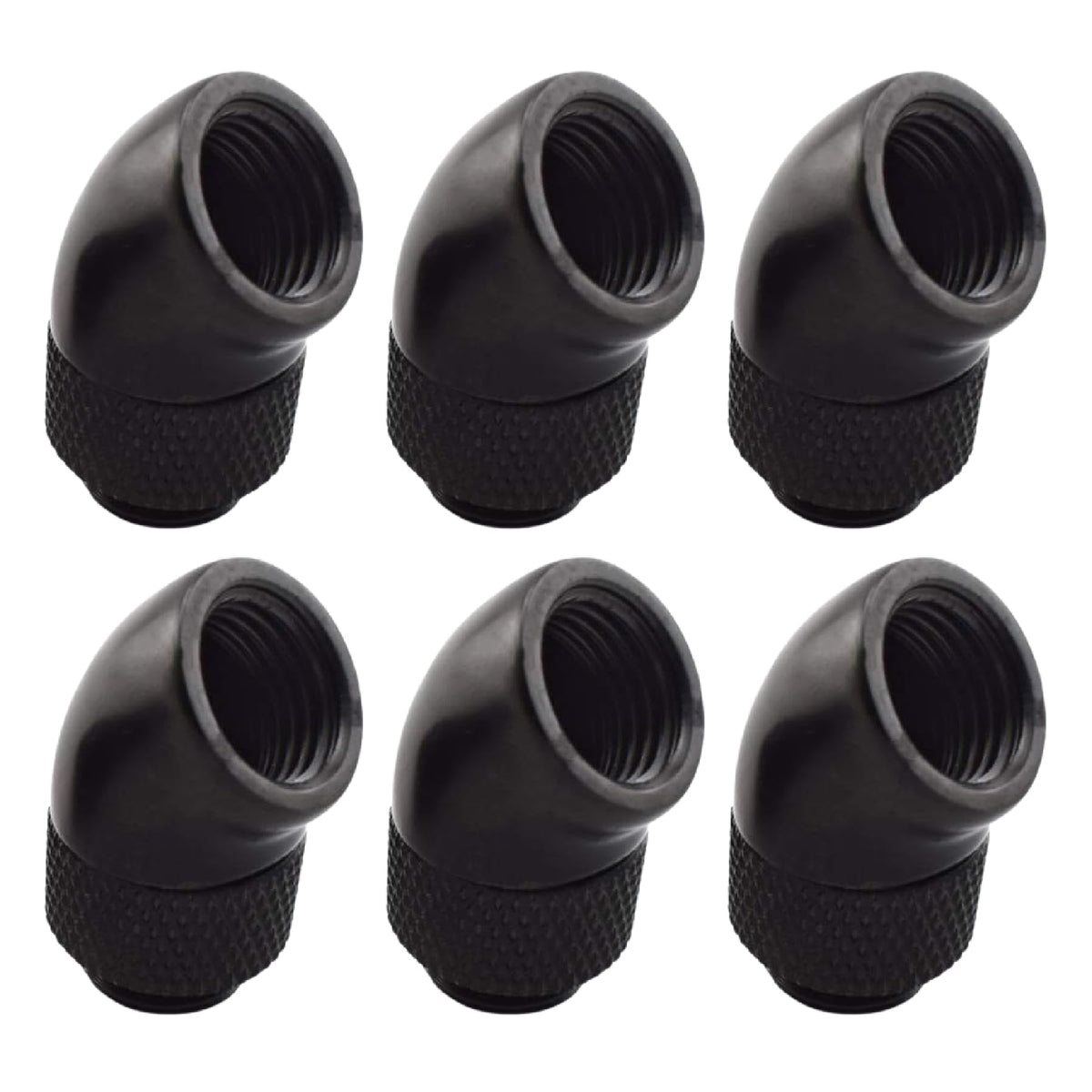 Dracaena 6 Pack G1/4'' Thread Male To Female Extender Fitting, 45 Rotary Fitting Adapter Connector For Computer Water Cooling Sy