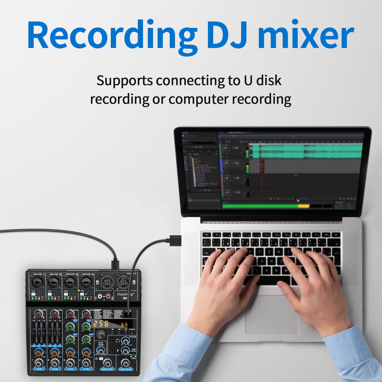 Depusheng M6 6 Channel Dj Mixer Portable Bluetooth Mp3 Sound Mixing Console Built-In 256 Digital Effects With 48V Phantom Power,