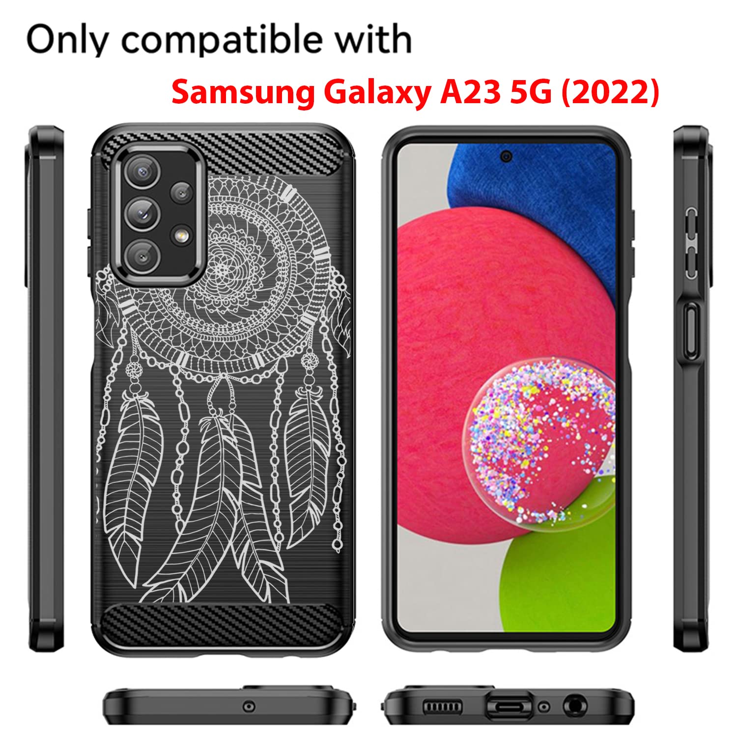 CasesOnDeck Phone Case for Samsung Galaxy A23 5G / A23 Matte TPU Carbon Fiber Dreamcatcher