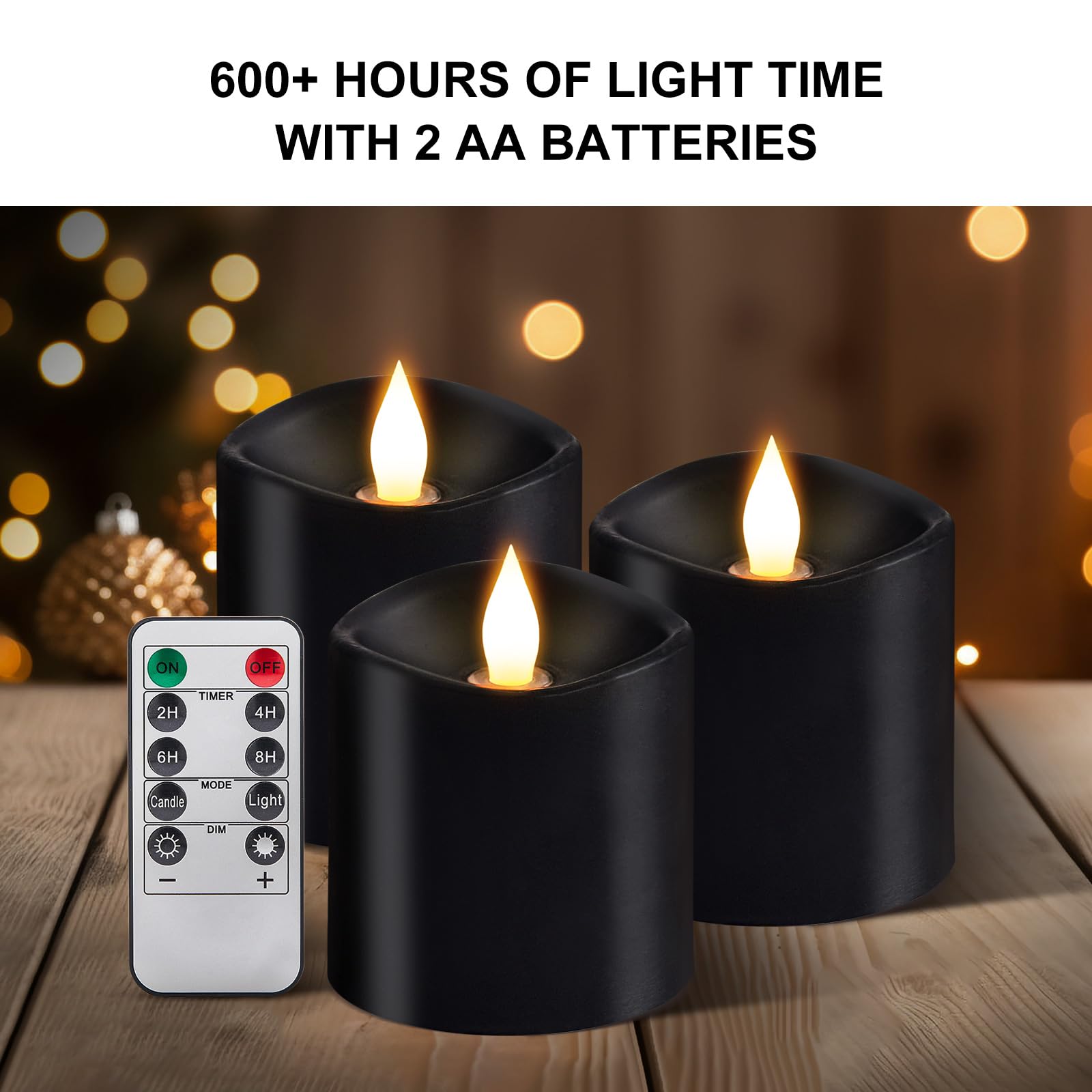Milysoek 3X3 Flickering Flameless Candles Set Of 3, Led Candles Battery Candles Flickering,With Timer, 3 Inch Flameless Candles