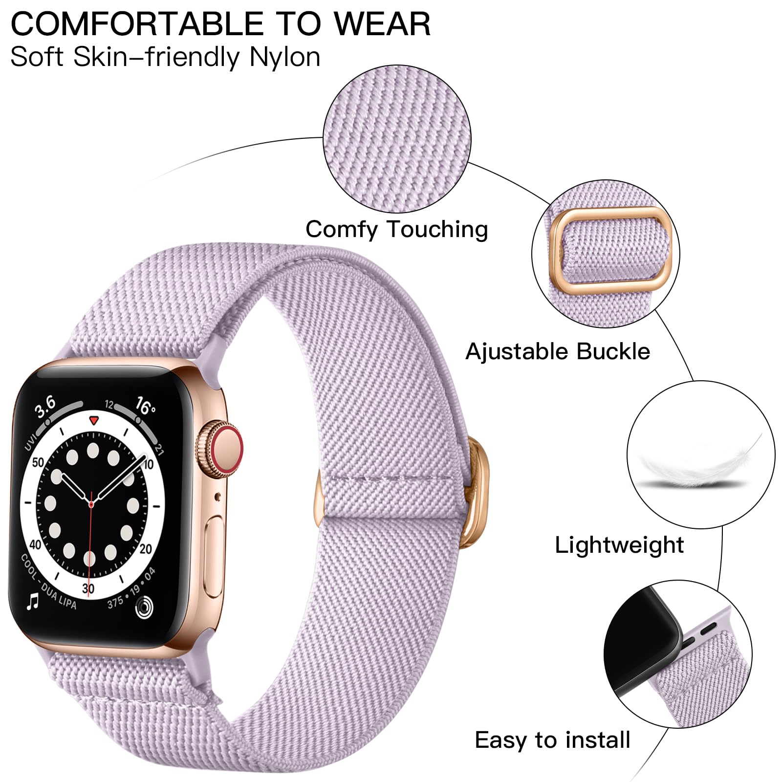Lerobo Compatible With Apple Watch Band 40Mm 41Mm 42Mm 38Mm For Women Men Se Ultra 2 49Mm 45Mm 44Mm 46Mm Stretchy Nylon Solo Loo